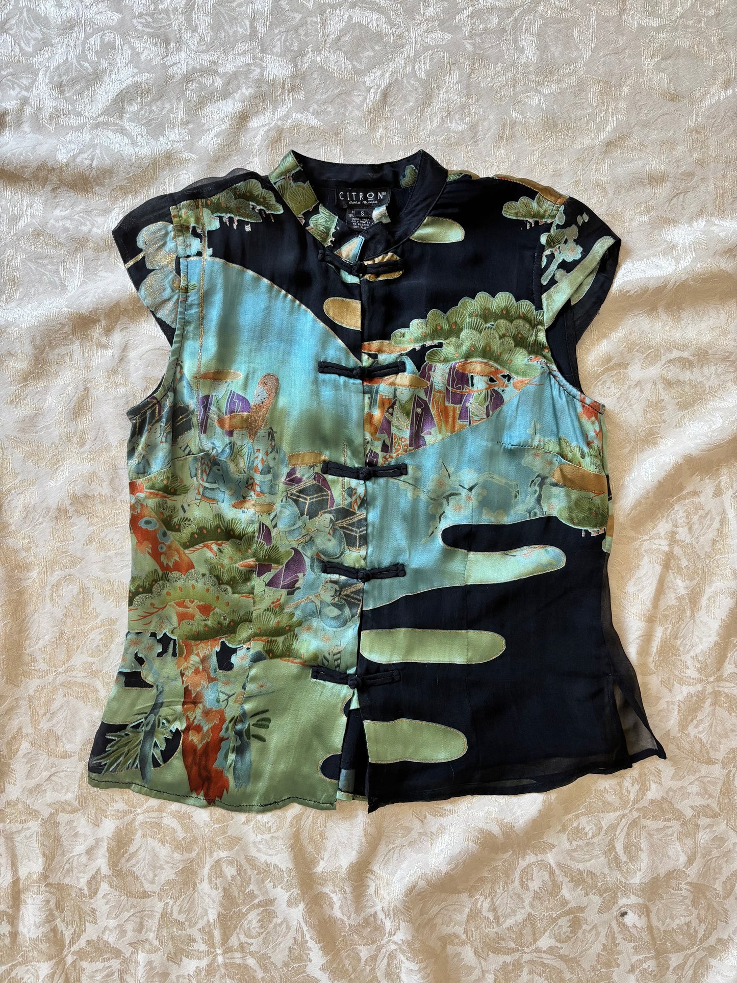 Citron painted qipao-style top
