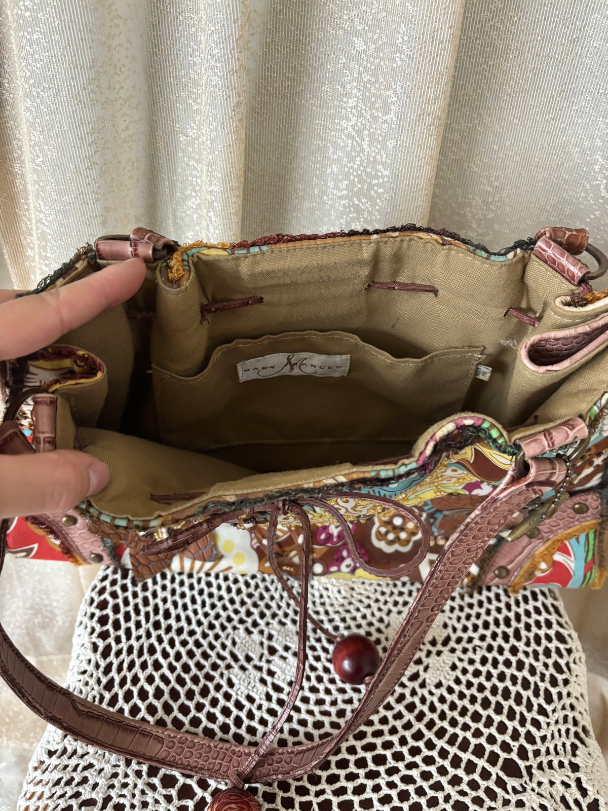 Vintage Mary Frances boho beaded shoulder bag