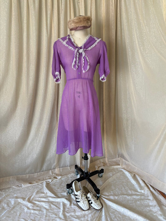 80s You Babes II purple polka dot prairie dress
