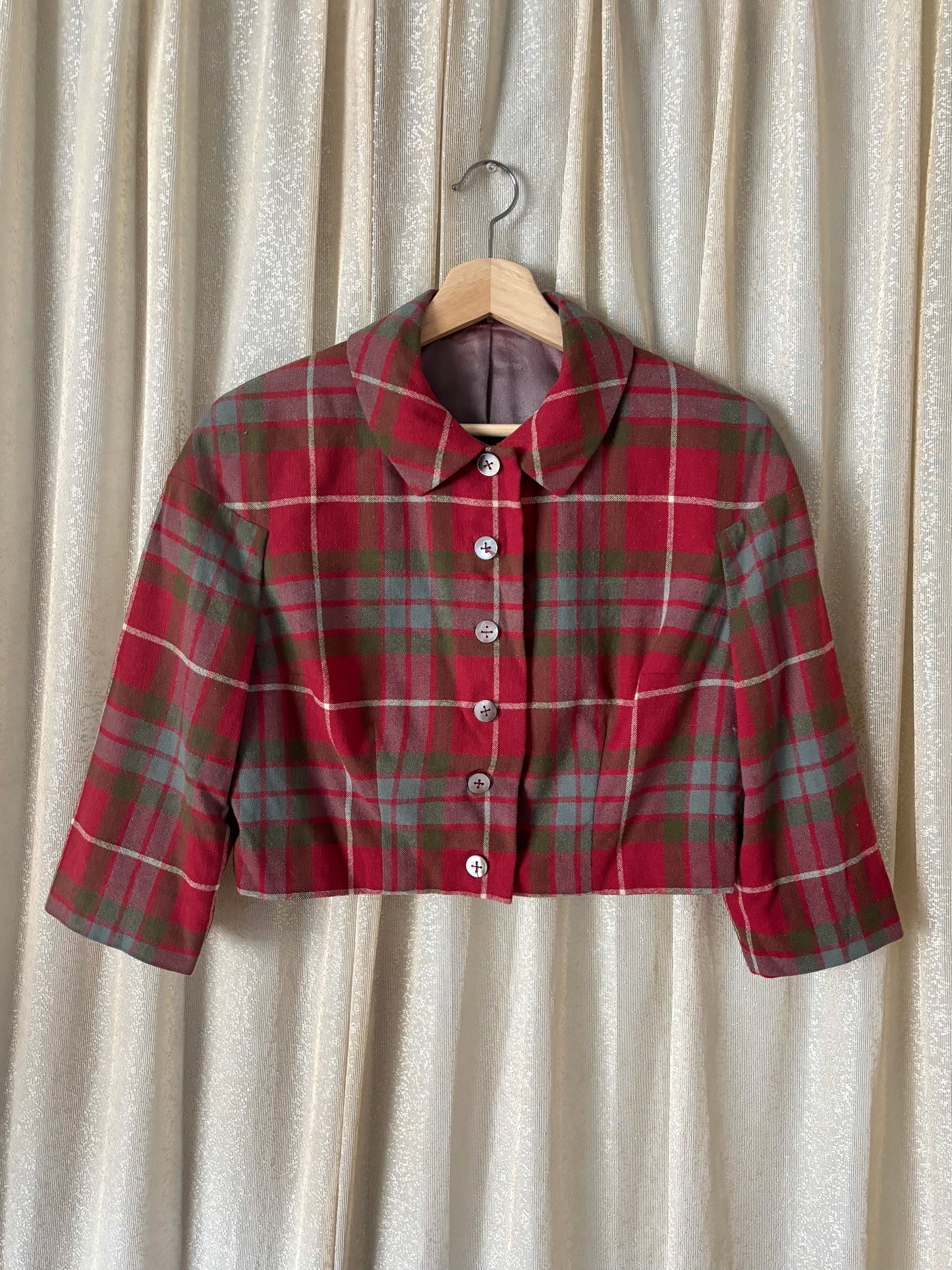 Vintage plaid cropped jacket