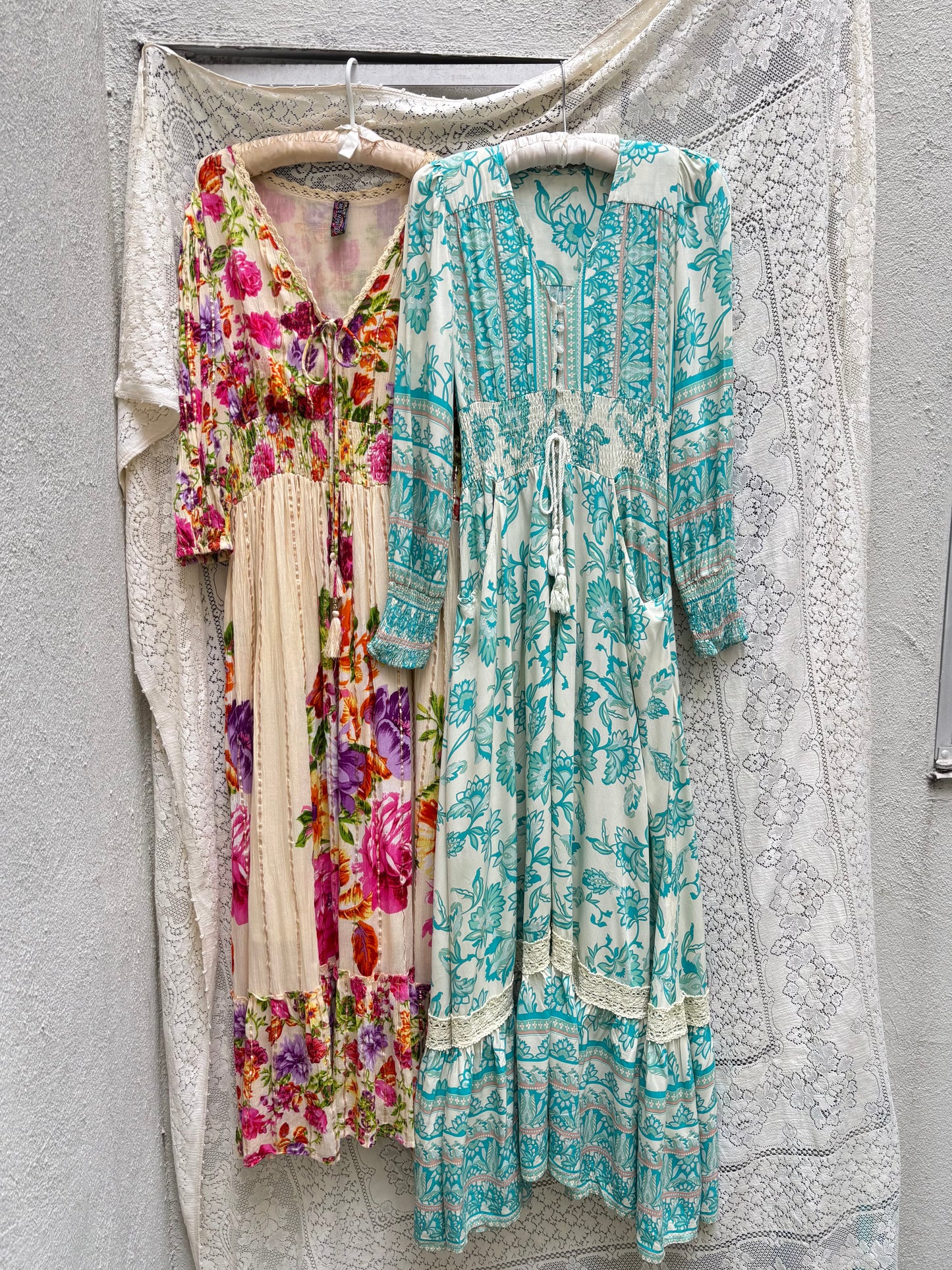 Floral viscose gauze boho maxi dress