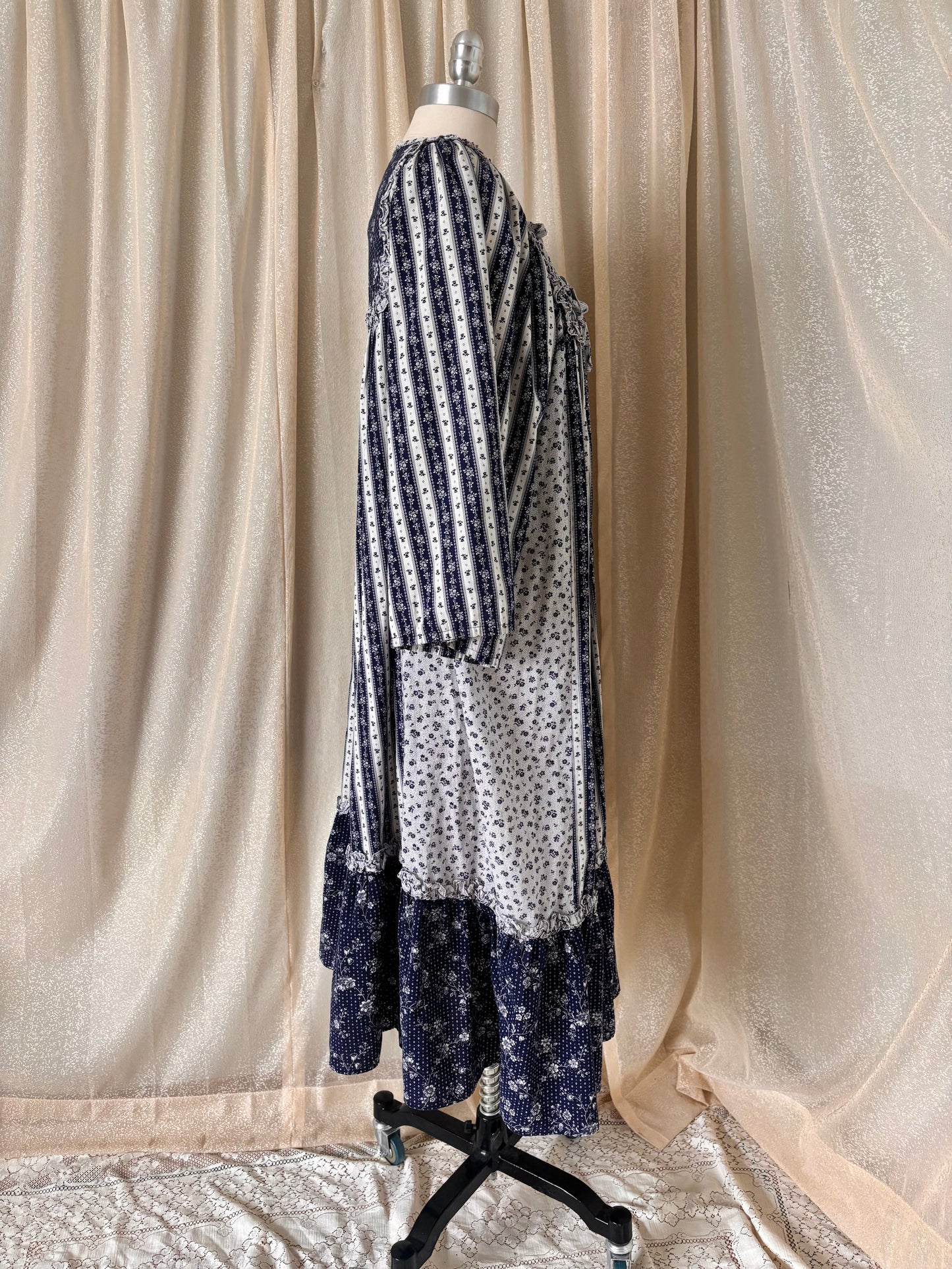 Vintage floral striped prairie dress
