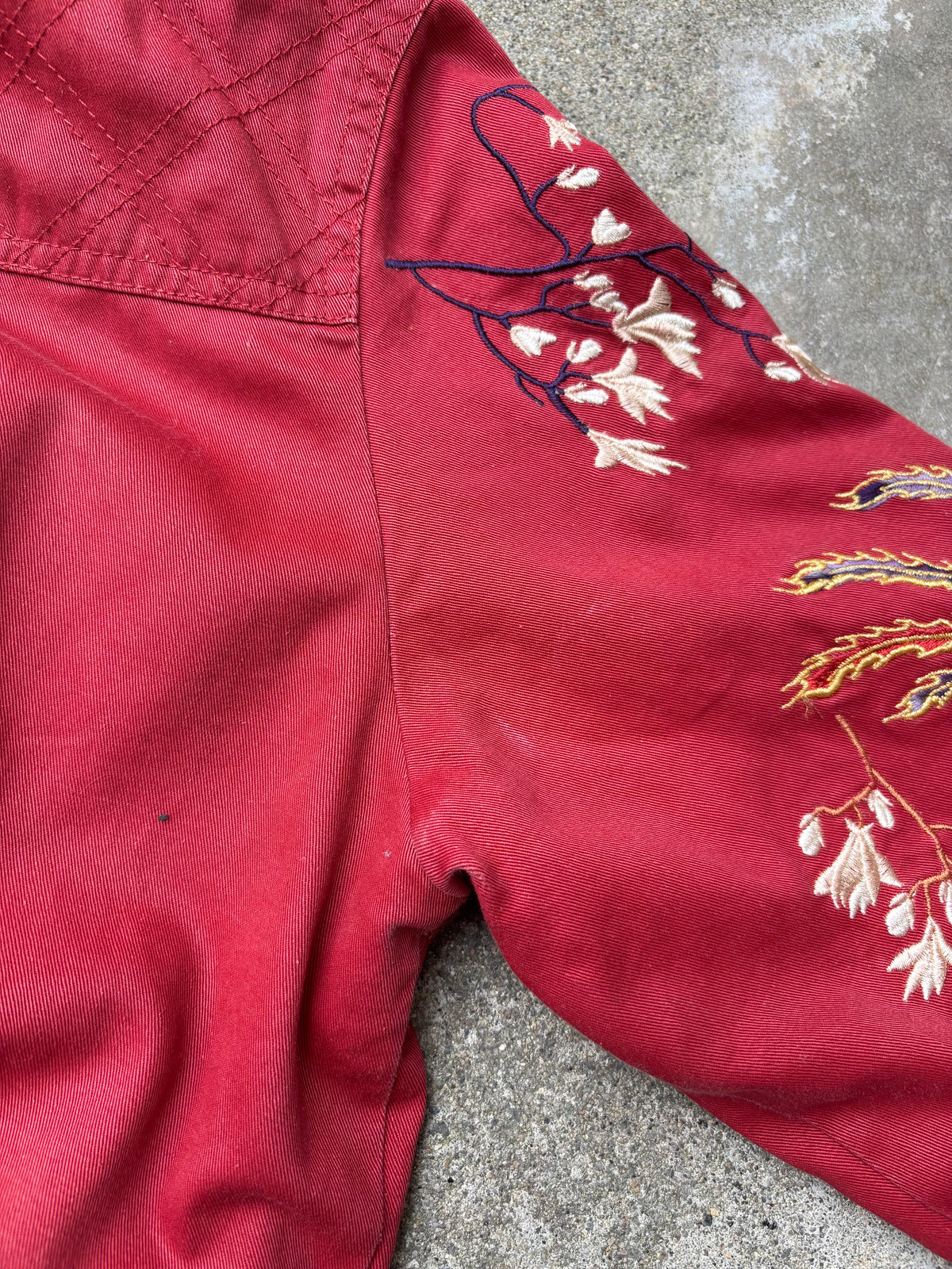 Vintage phoenix embroidered cotton bomber jacket