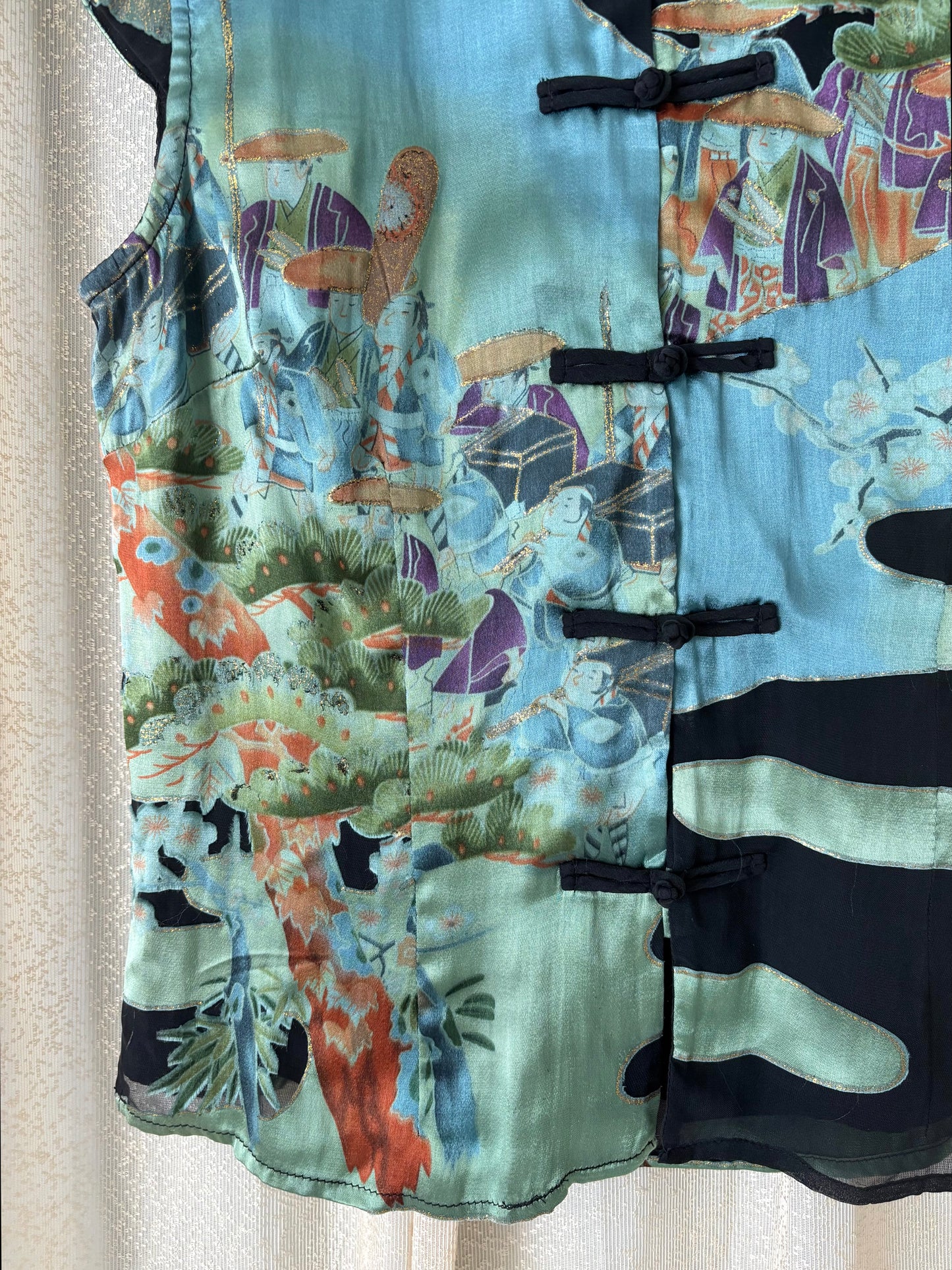 Citron painted qipao-style top