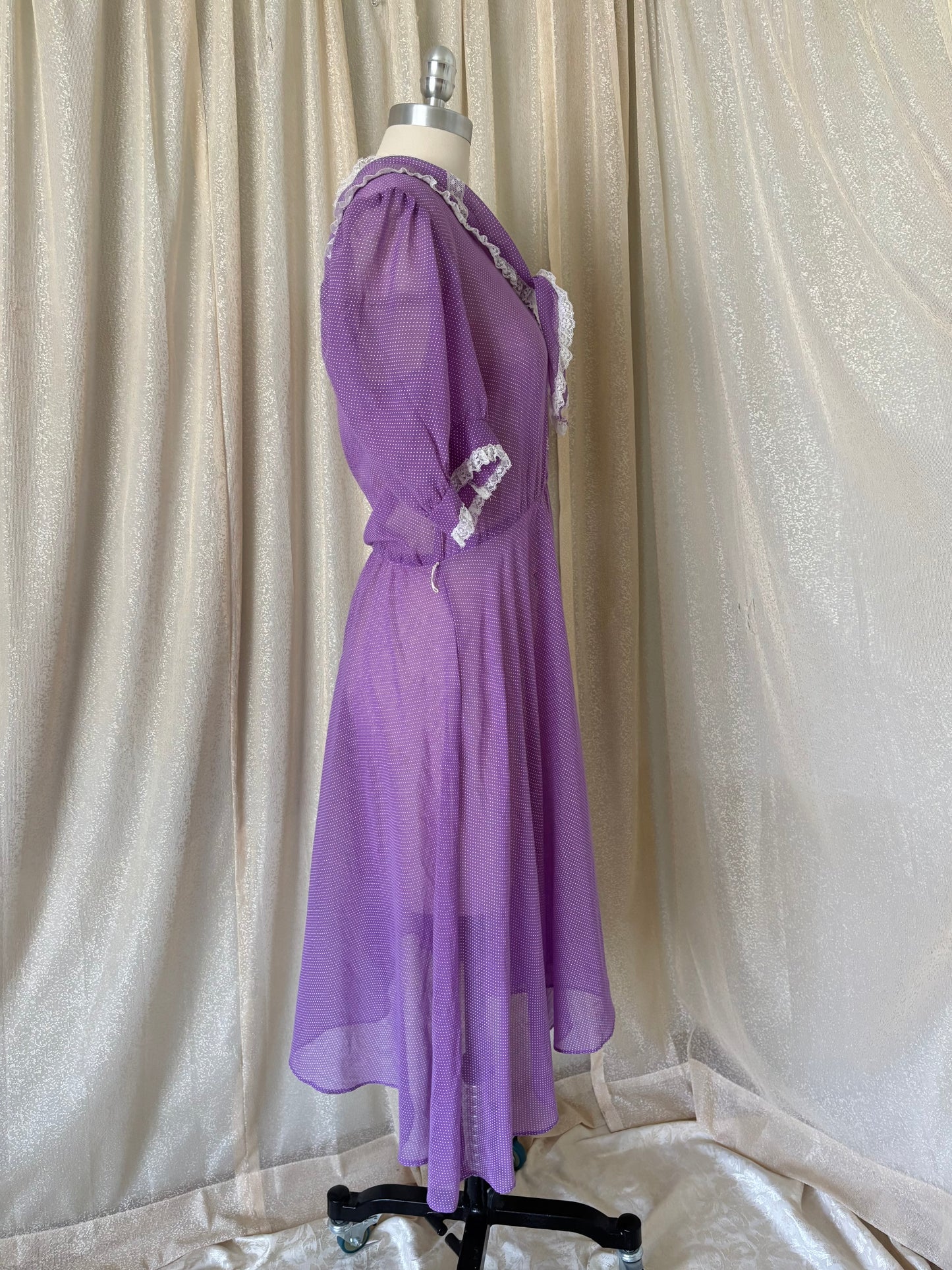 80s You Babes II purple polka dot prairie dress