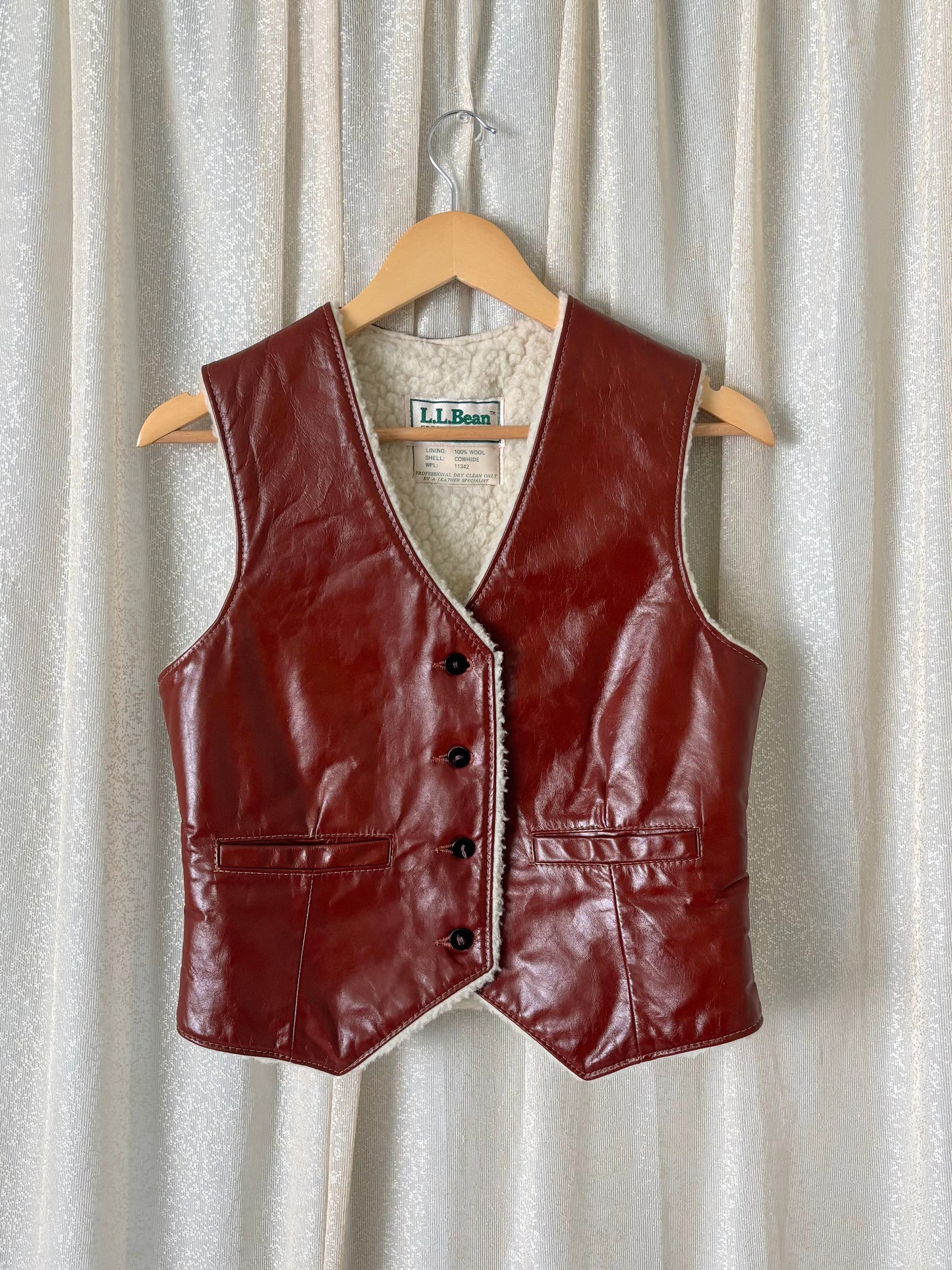 Vintage L.L.Bean leather wool vest