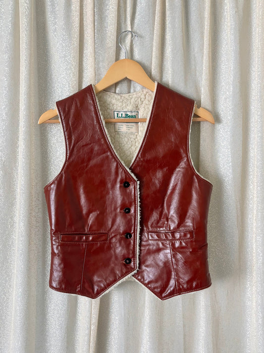 Vintage L.L.Bean leather wool vest