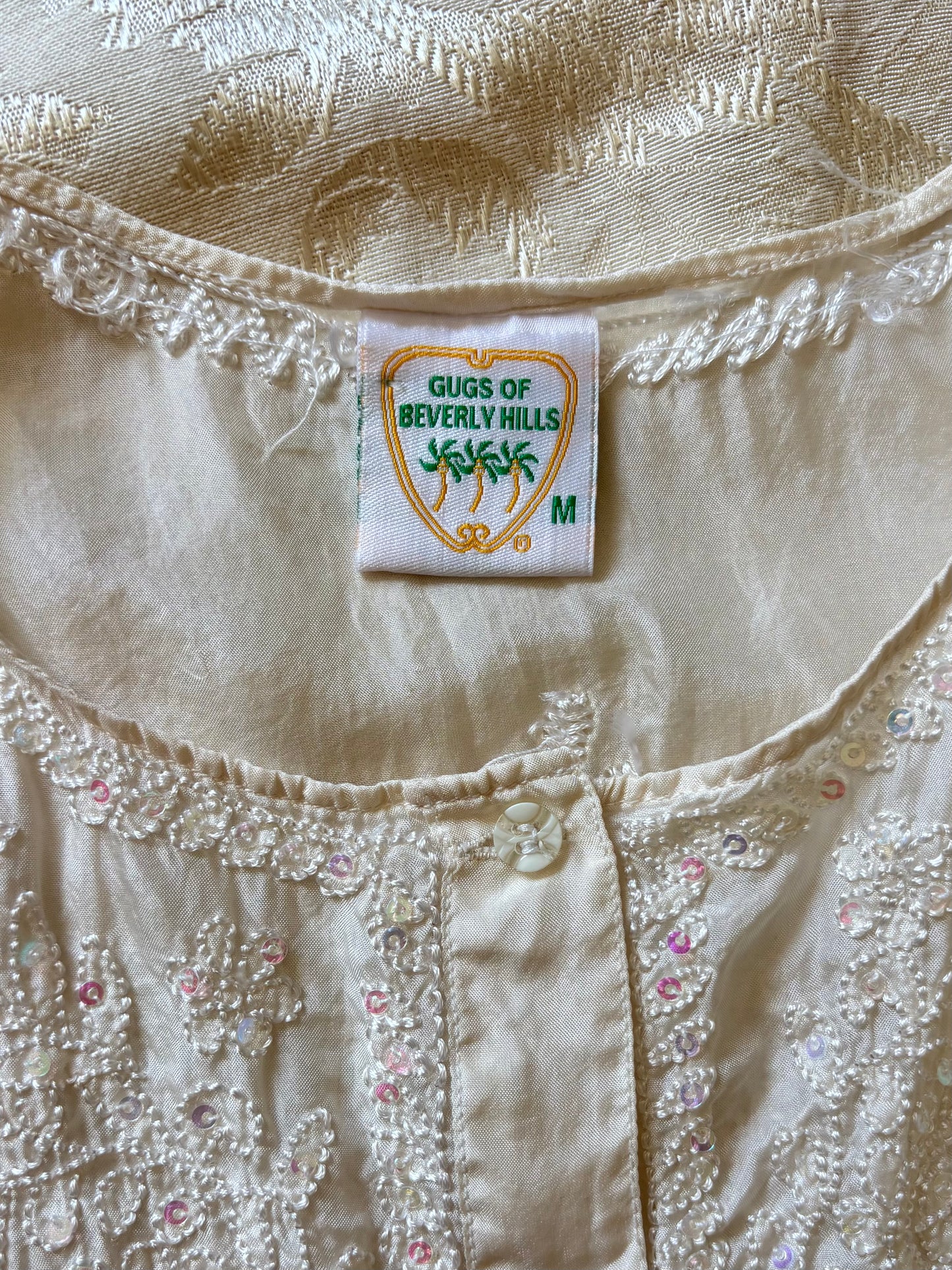 Pure silk handmade sequin embroidered blouse