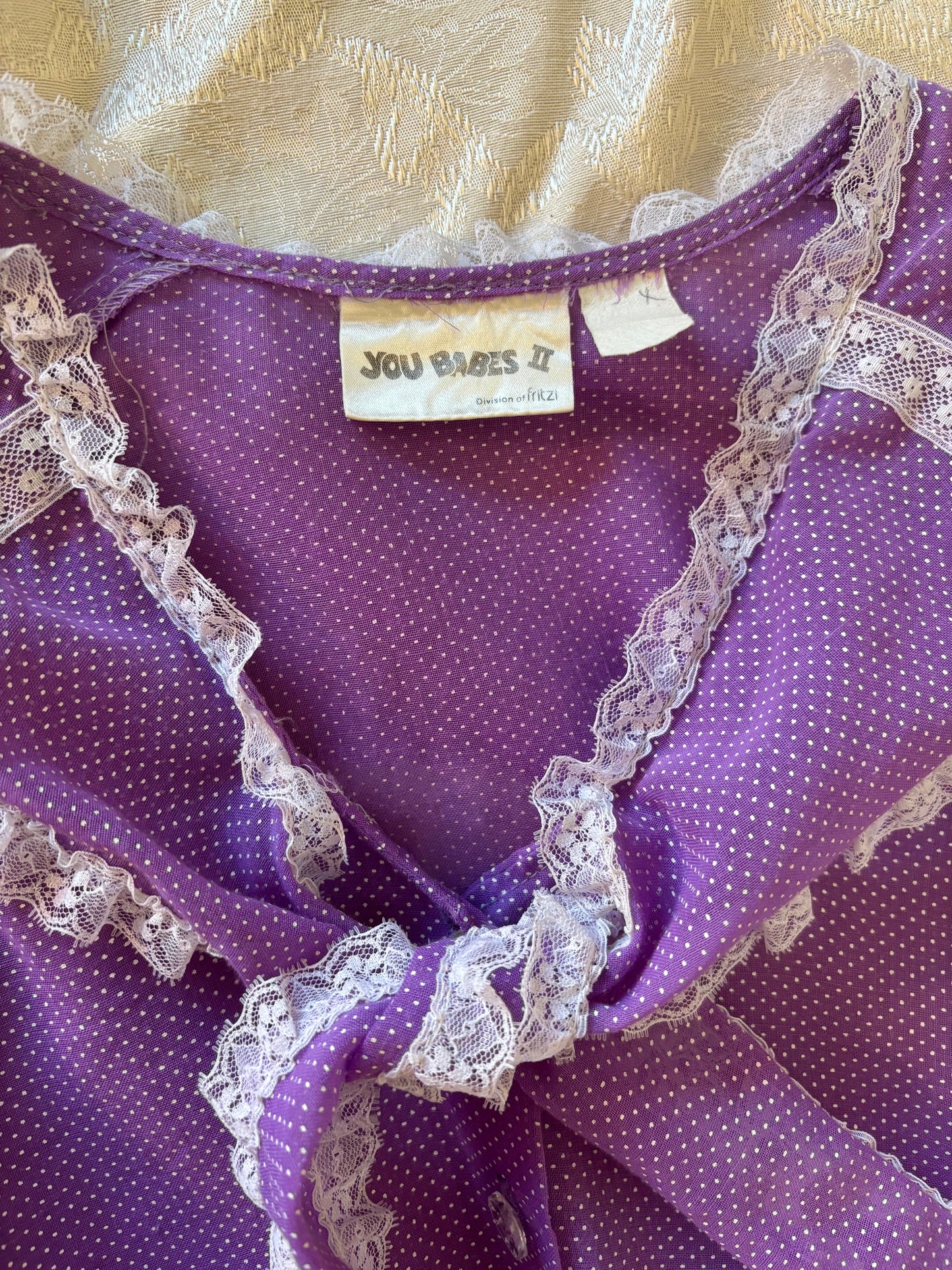 80s You Babes II purple polka dot prairie dress