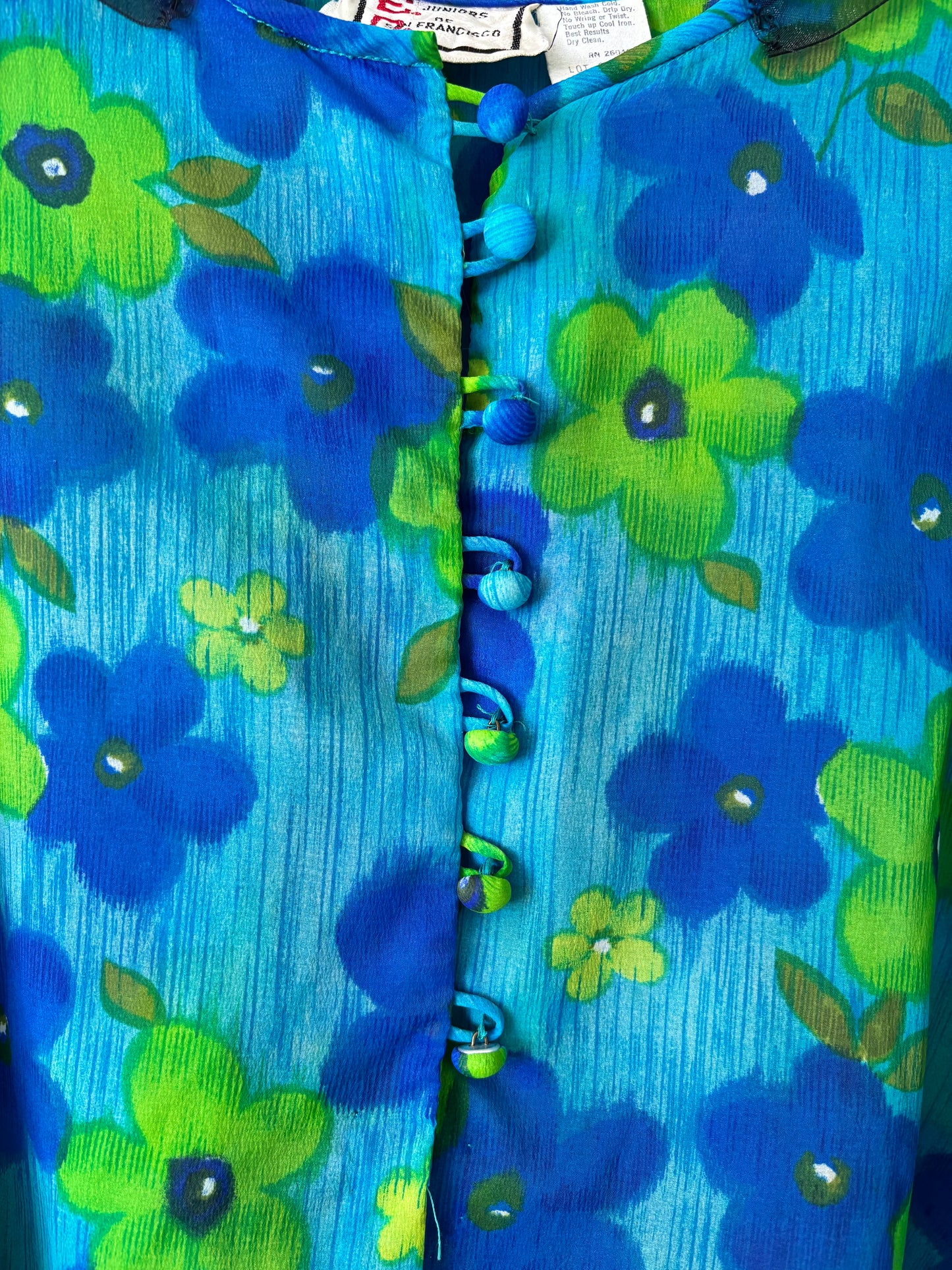 60s sheer floral cropped blouse