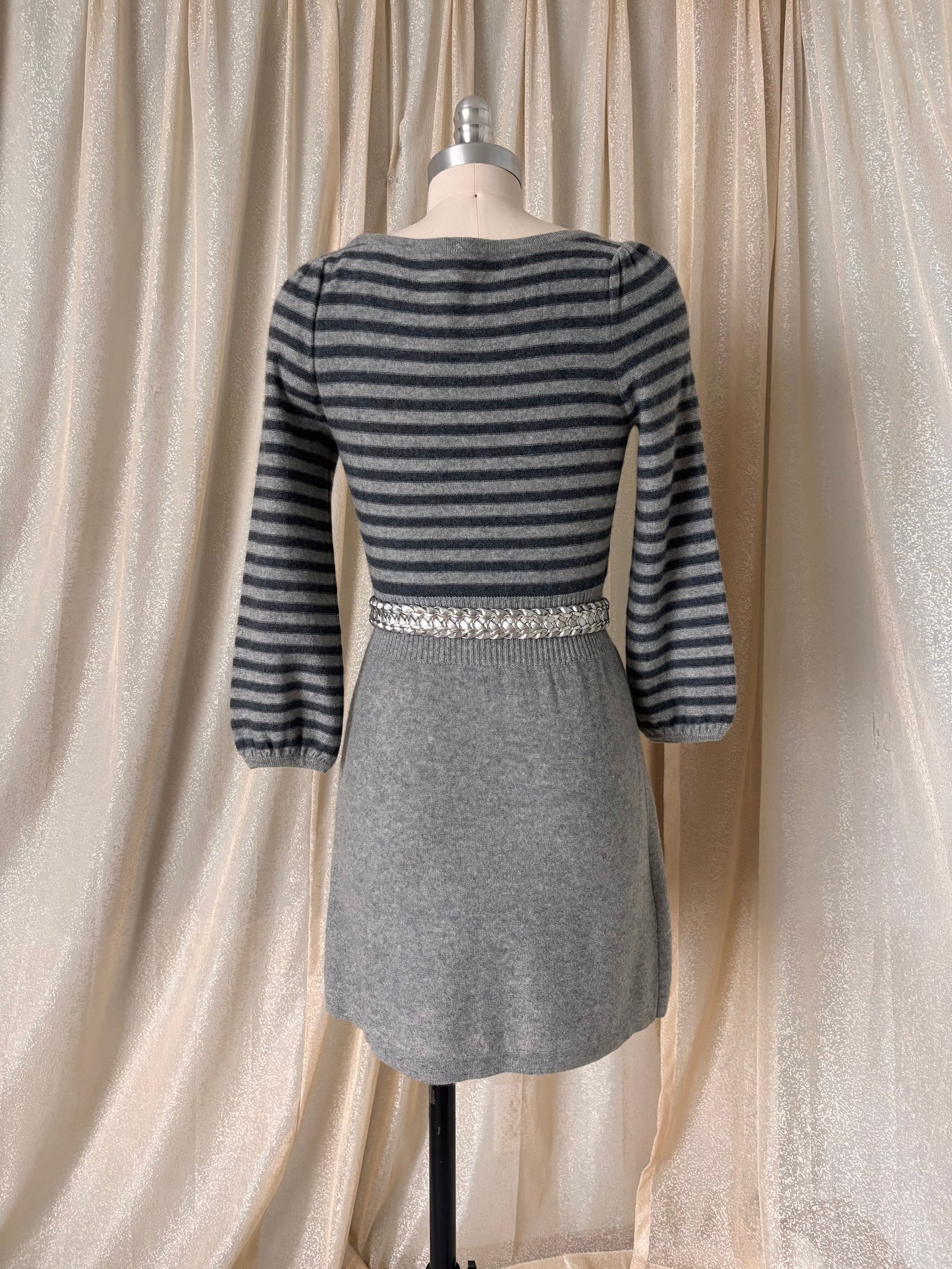 Grey striped wool and cashmere mini dress
