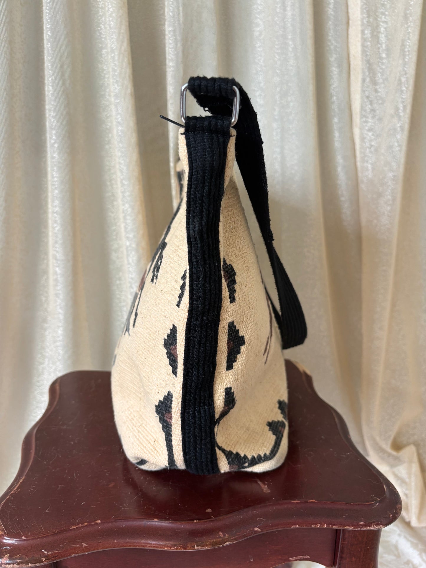90s woven cotton Western horse tapestry bag