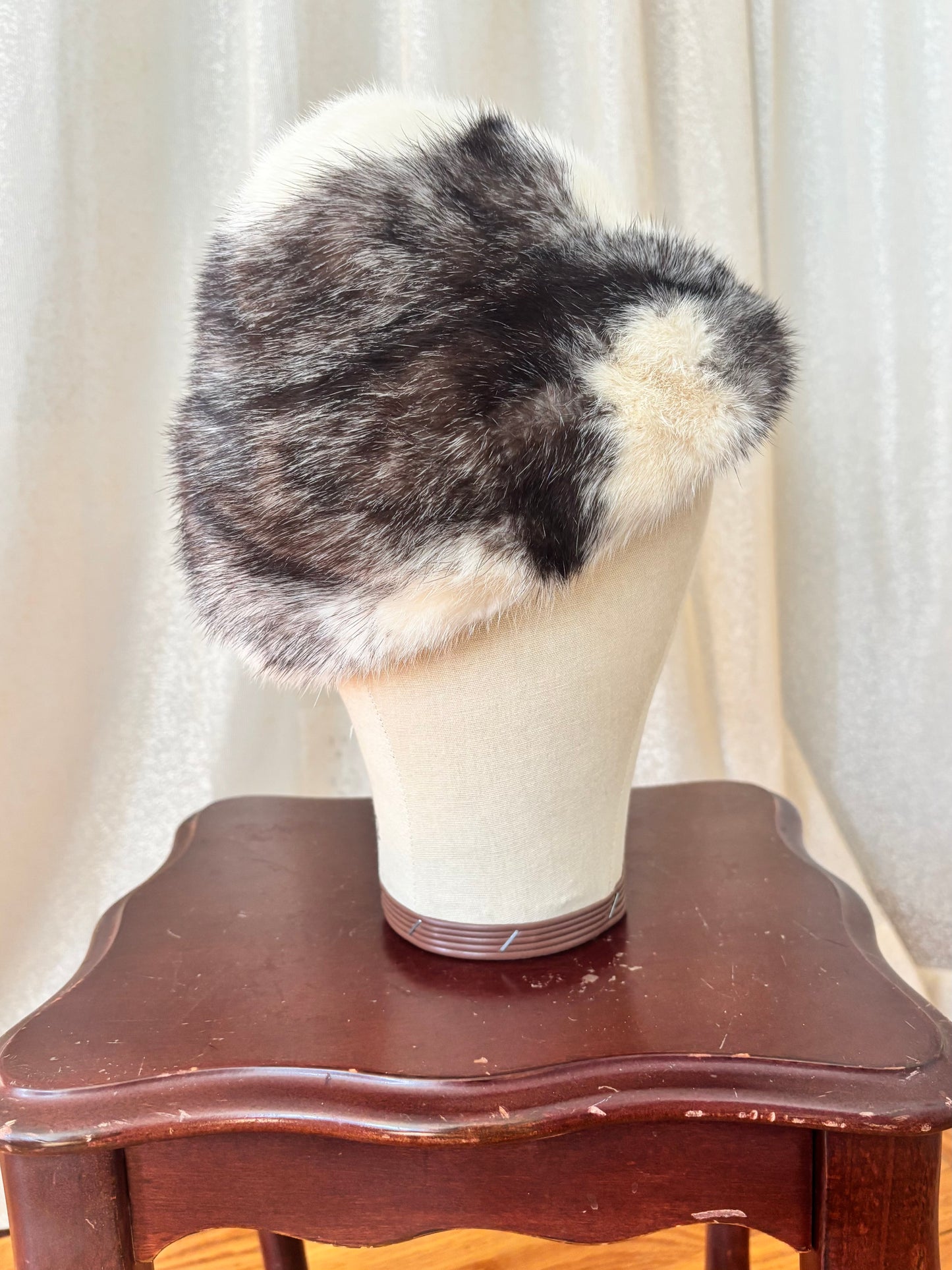 Vintage black cross mink hat