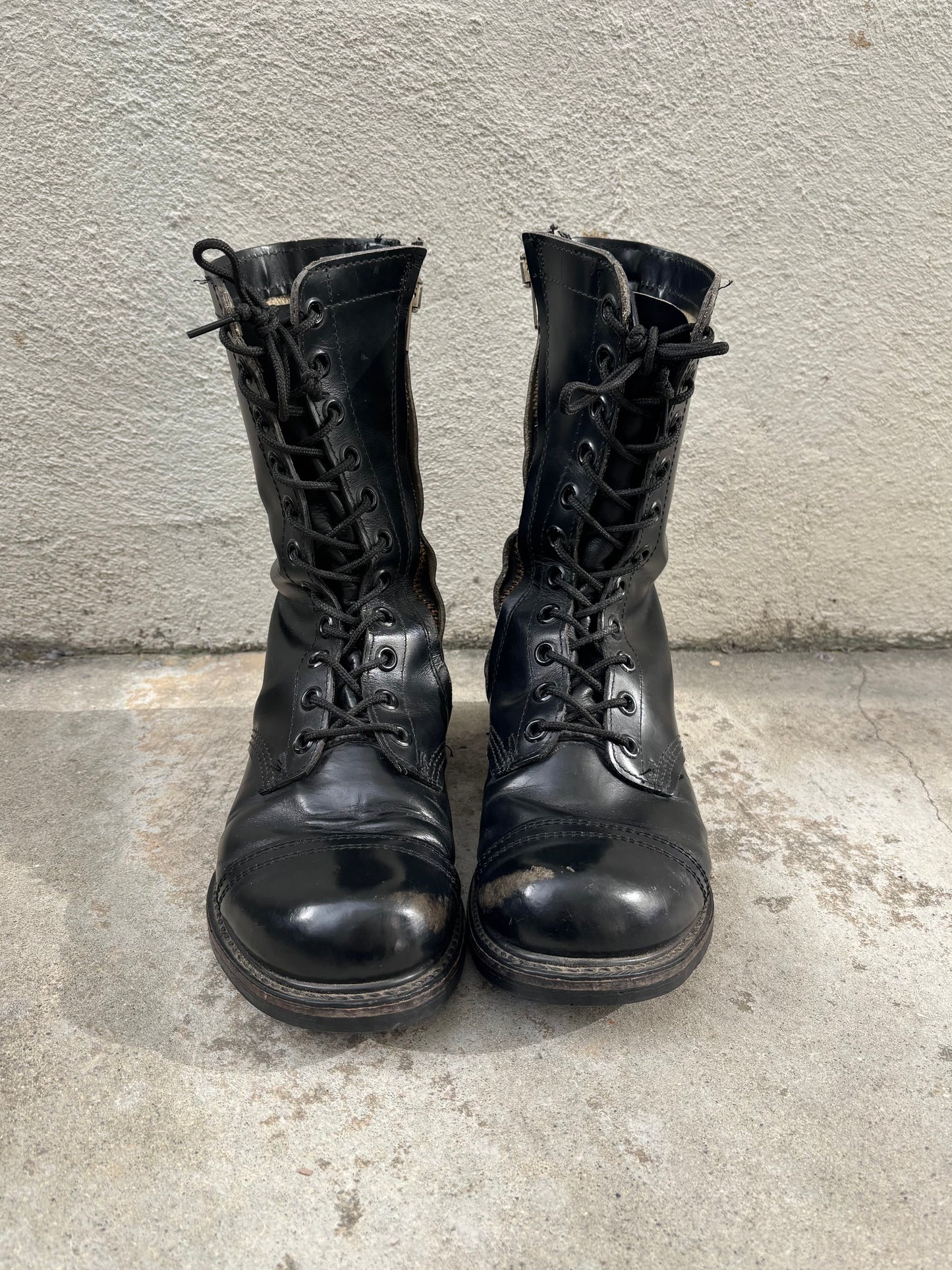 70s diagonal zip lace-up jump boots