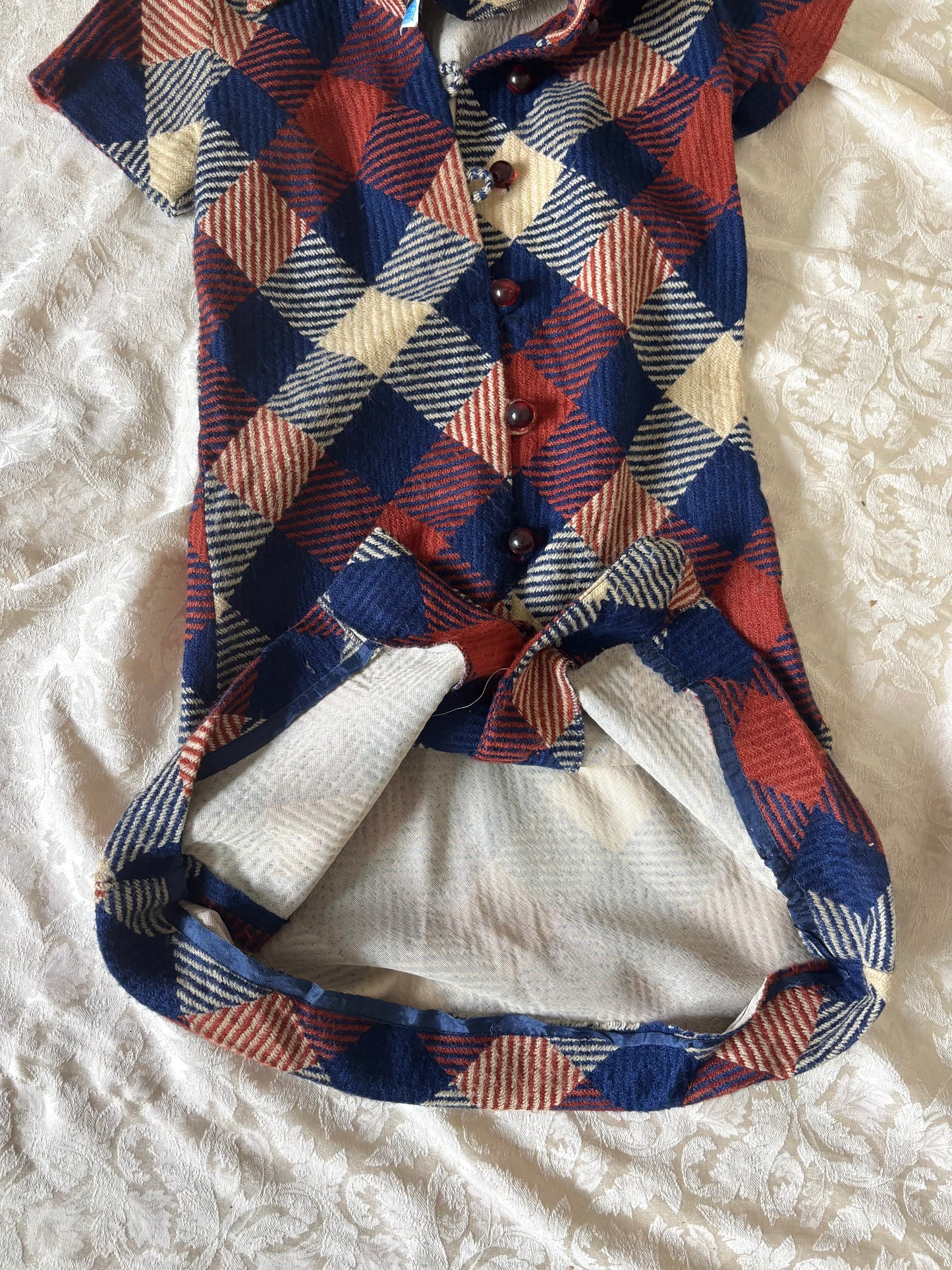 60s mod wool plaid collared dress