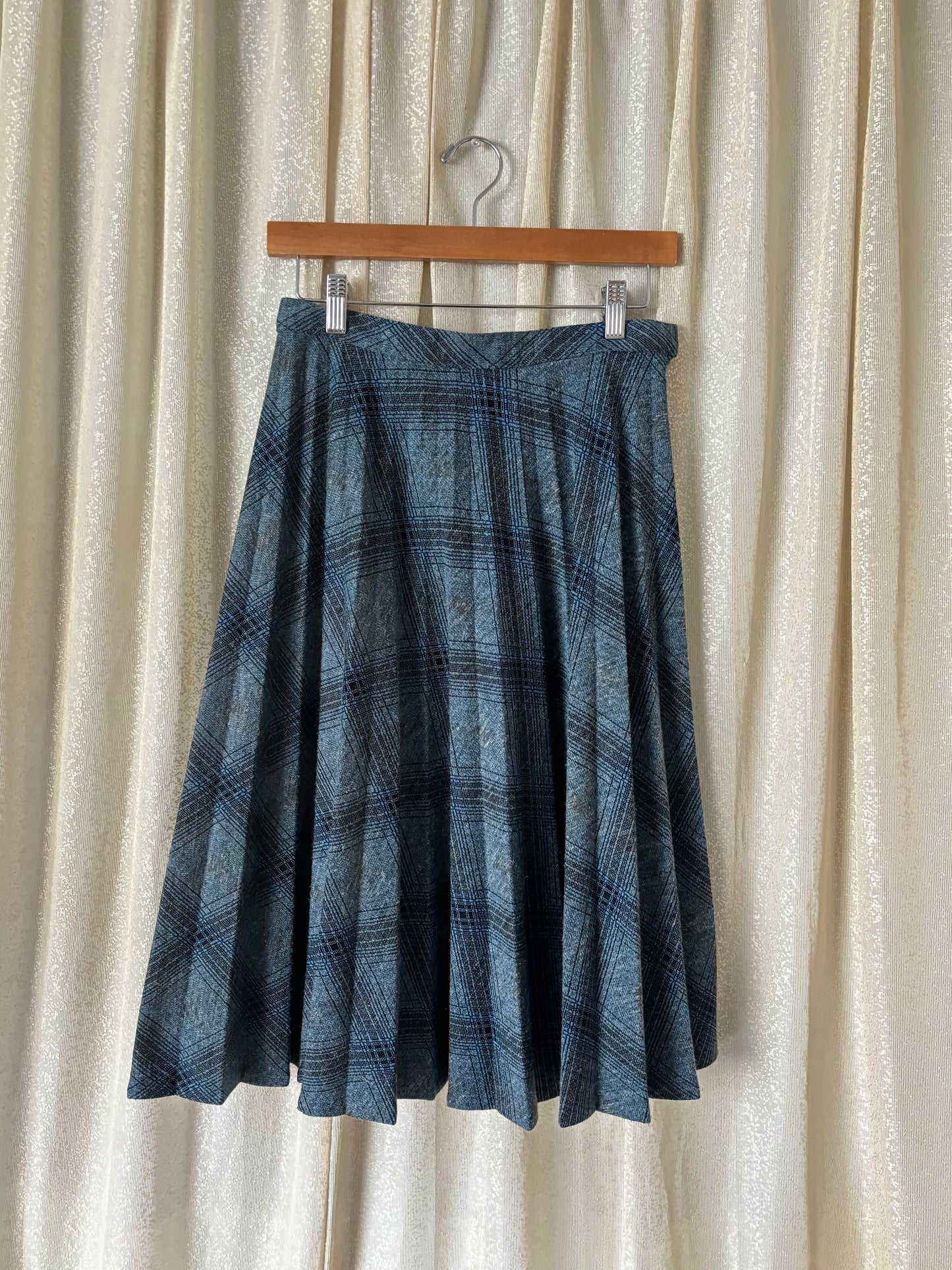 80s pleated plaid midi skirt