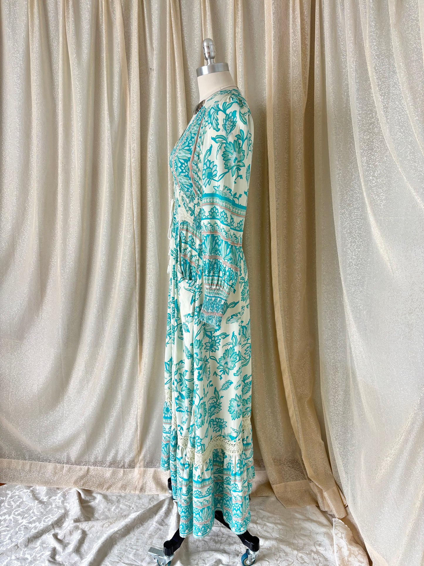 Jaase Sabrina teal boho maxi dress