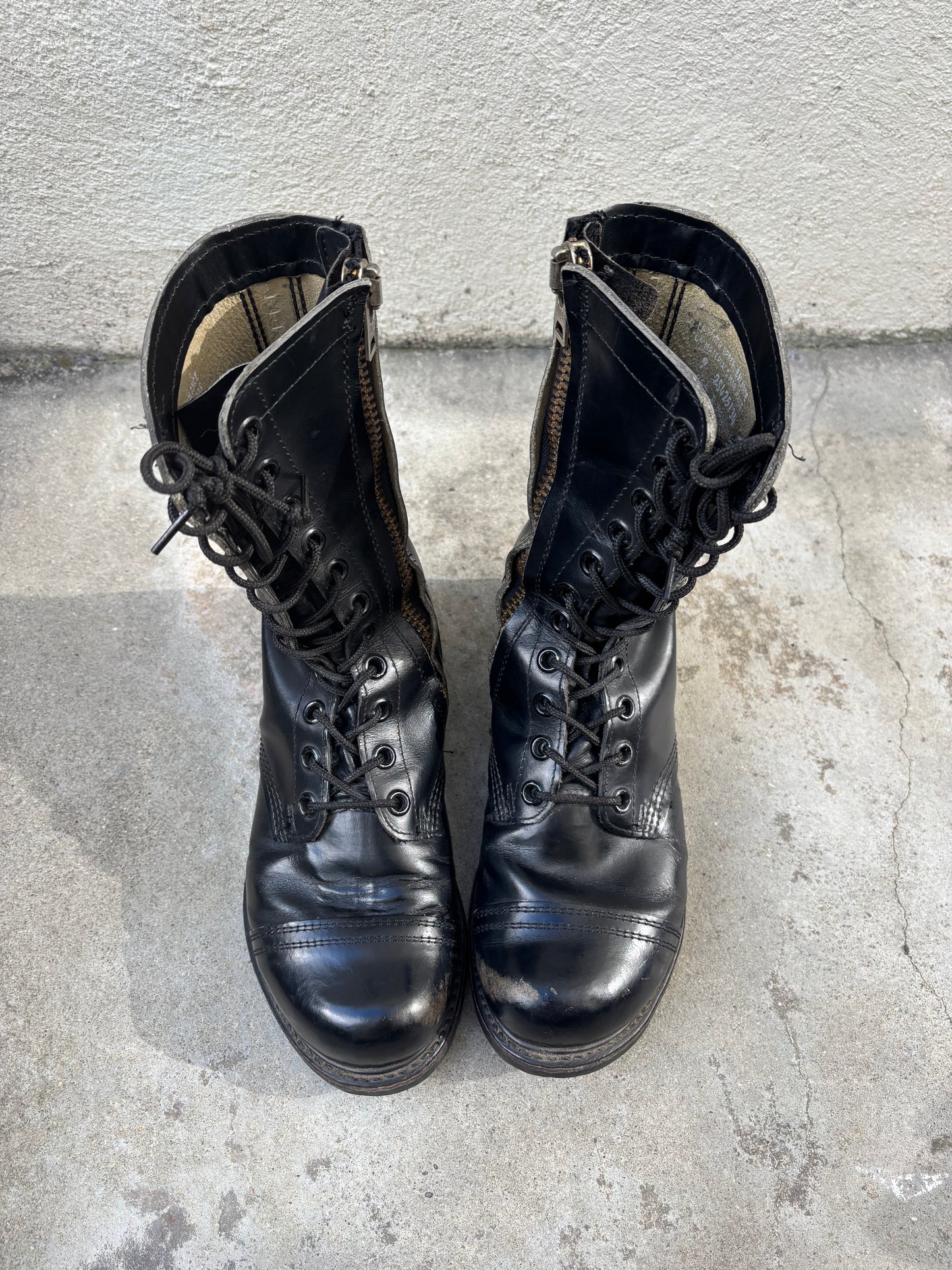 70s diagonal zip lace-up jump boots