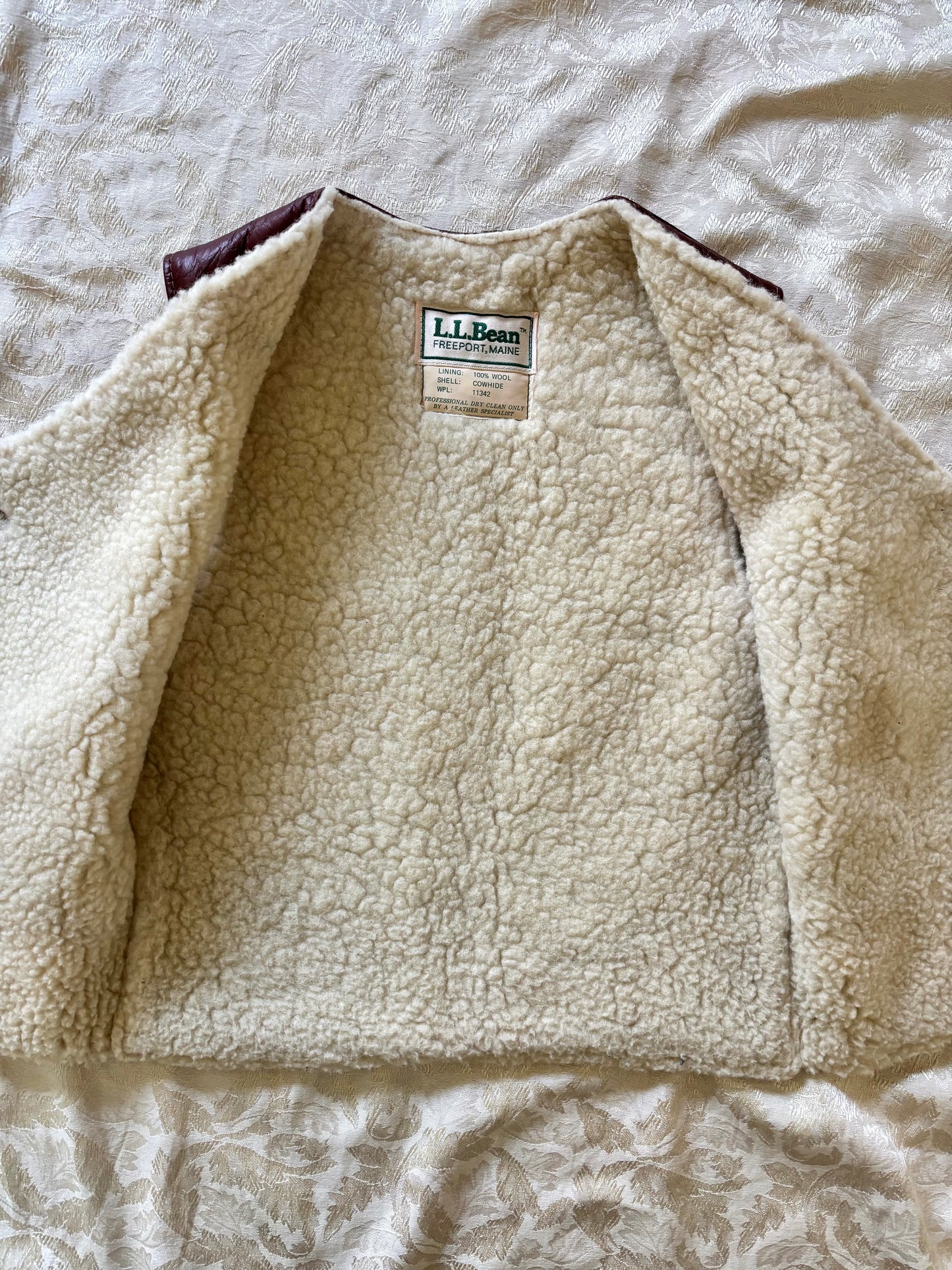 Vintage L.L.Bean leather wool vest