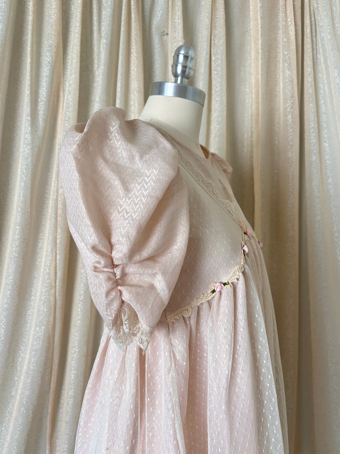 80s pale pink babydoll dress
