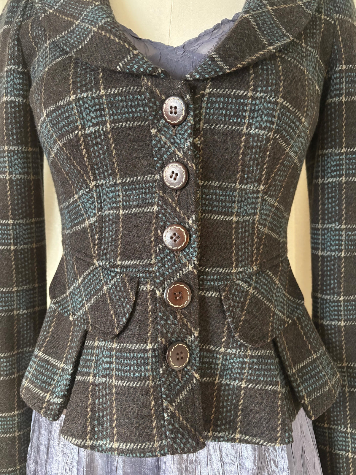00s Nanette Lepore wool checkered blazer