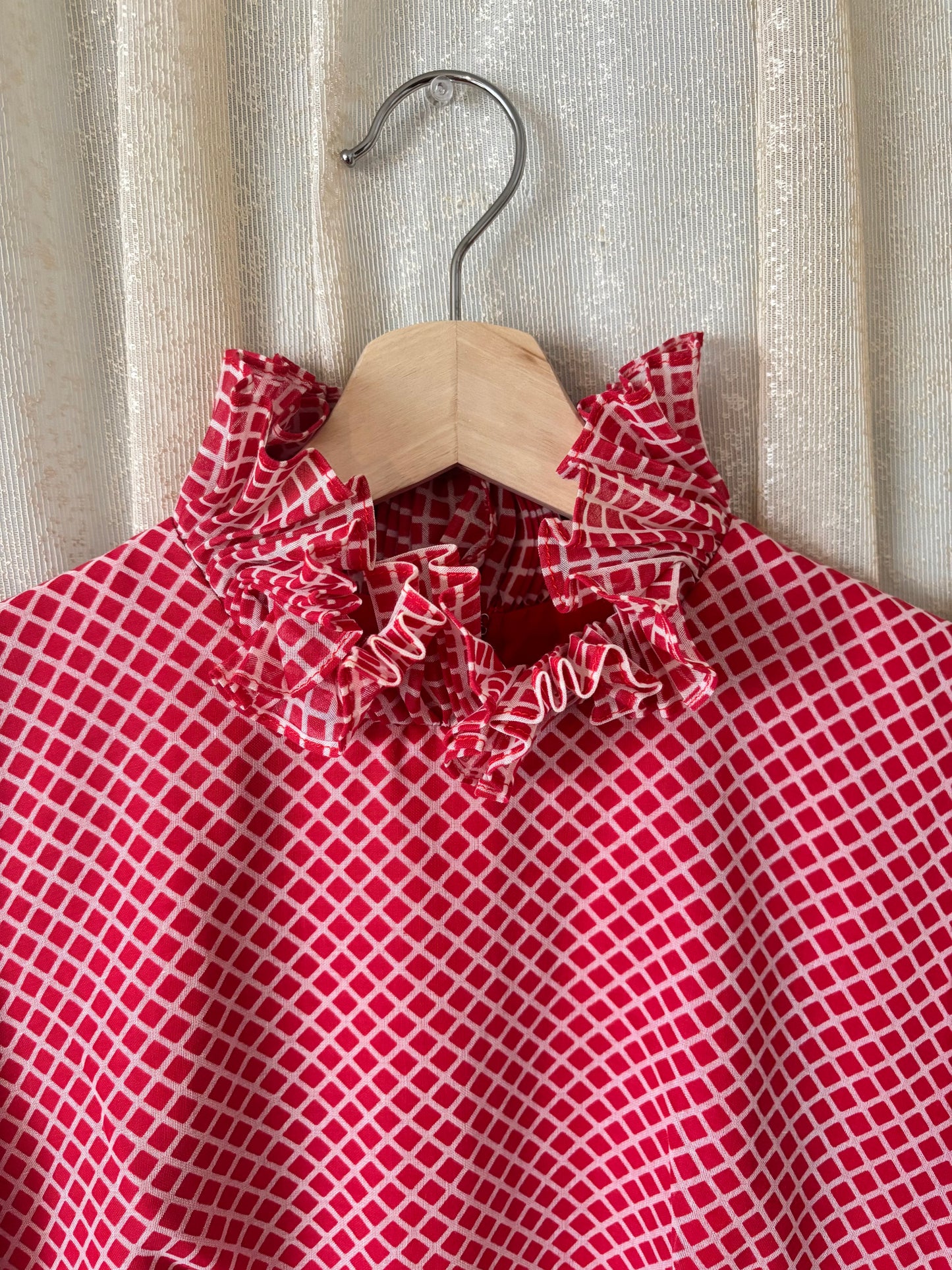 60s/70s checkered accordion pleat dress