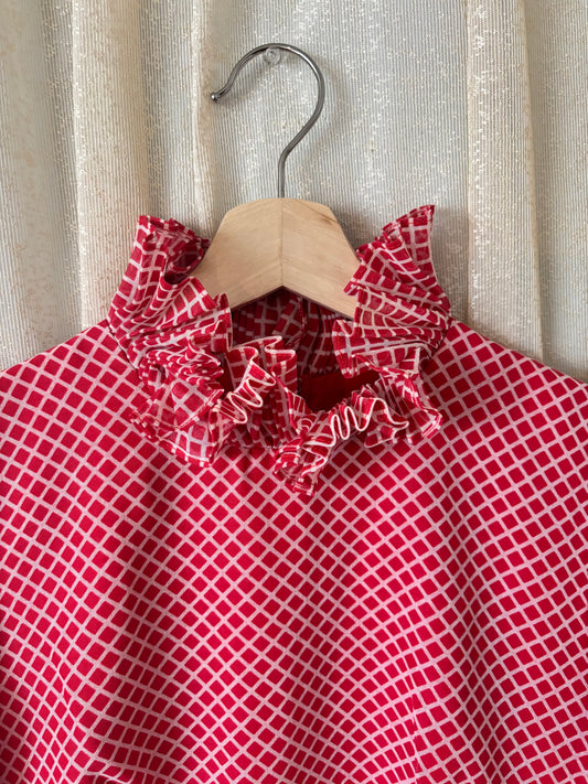 60s/70s checkered accordion pleat dress