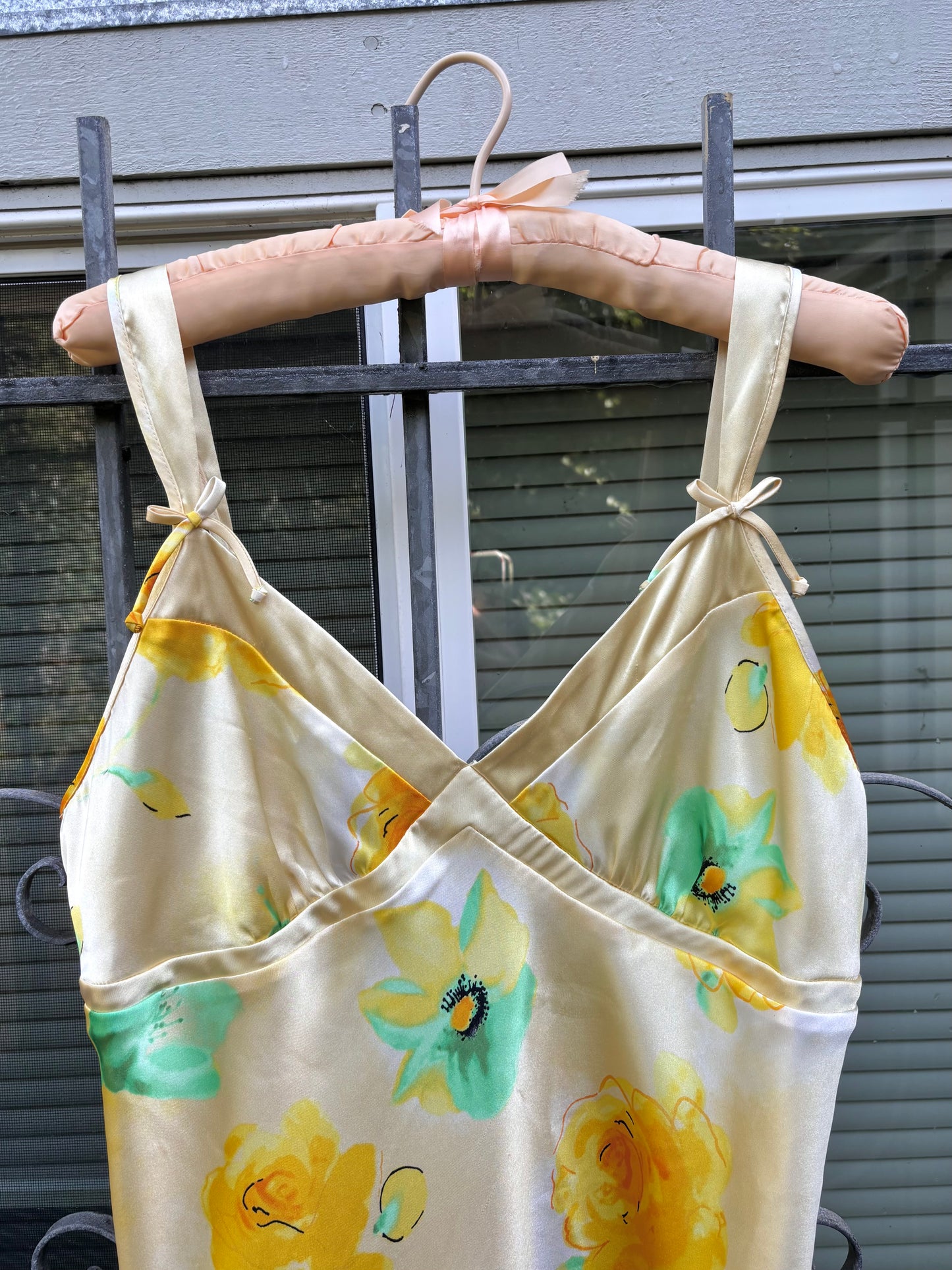 Yellow floral slip dress