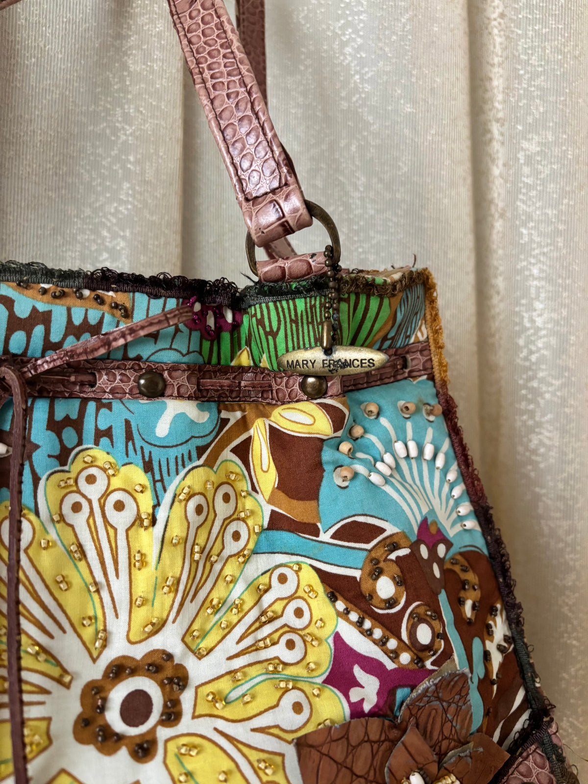 Vintage Mary Frances boho beaded shoulder bag