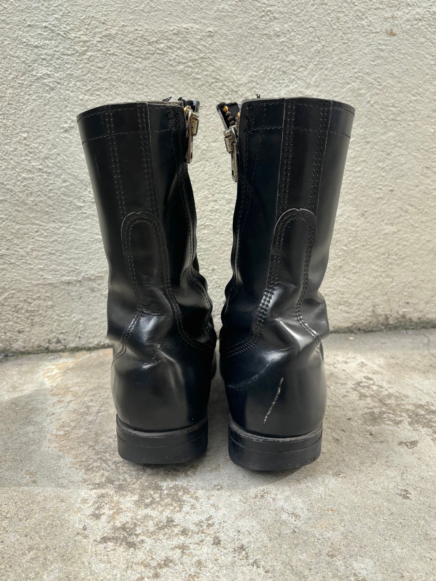 70s diagonal zip lace-up jump boots