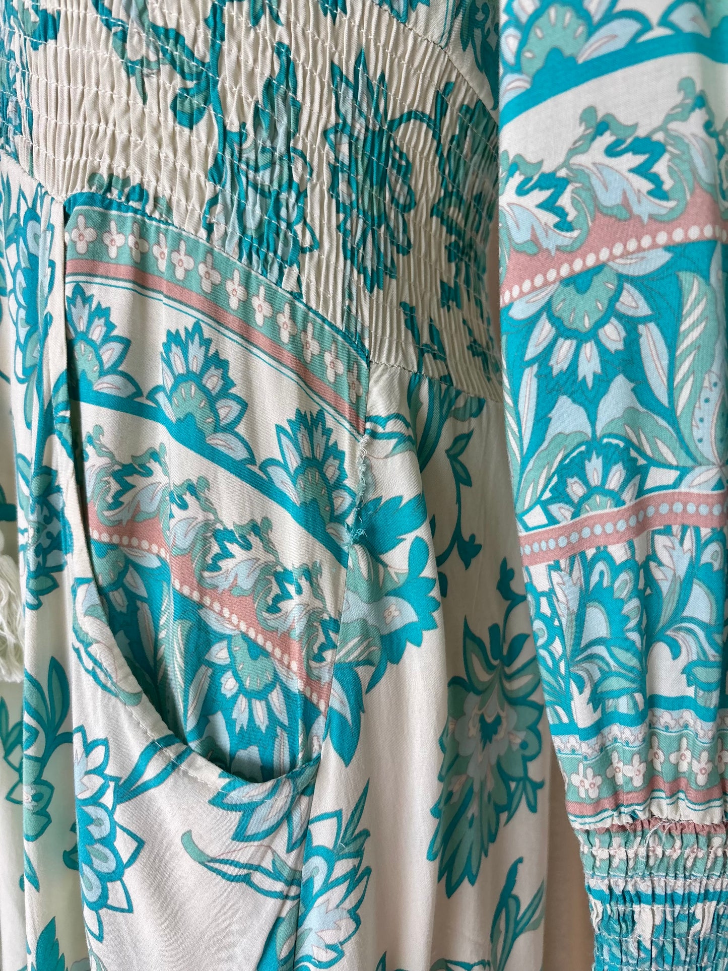 Jaase Sabrina teal boho maxi dress