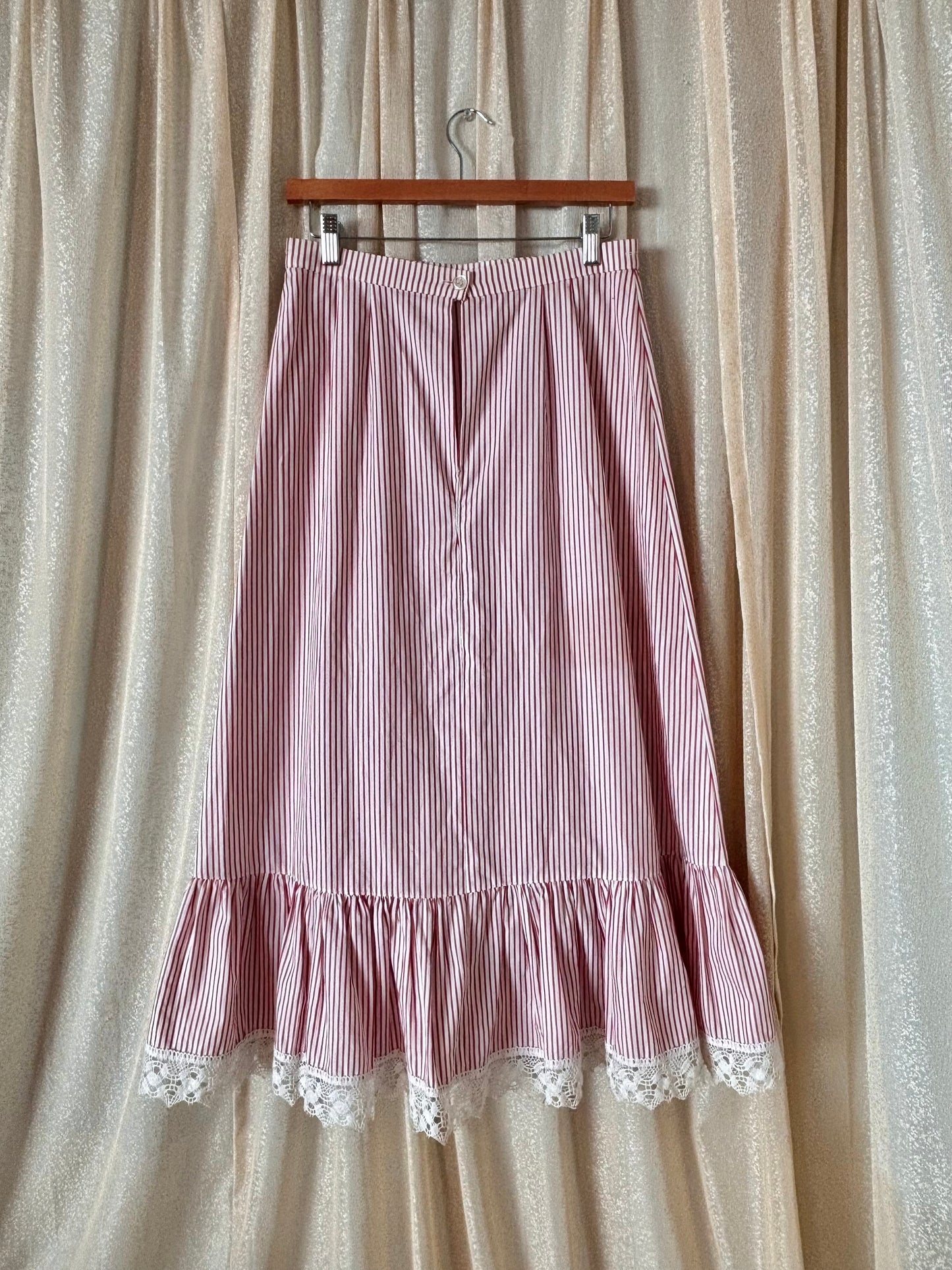 Vintage candy stripe ruffle maxi skirt