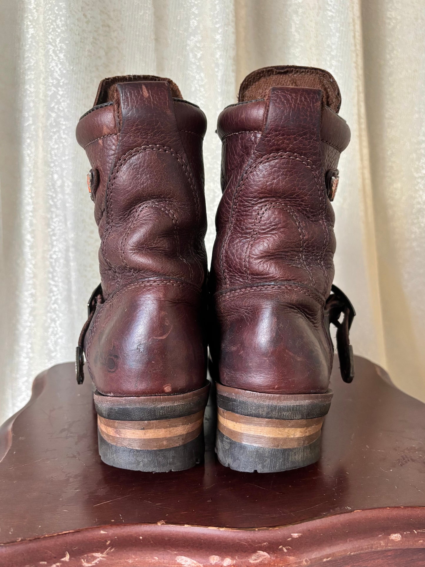 90s/00s Harley Davidson brown buckle combat boots