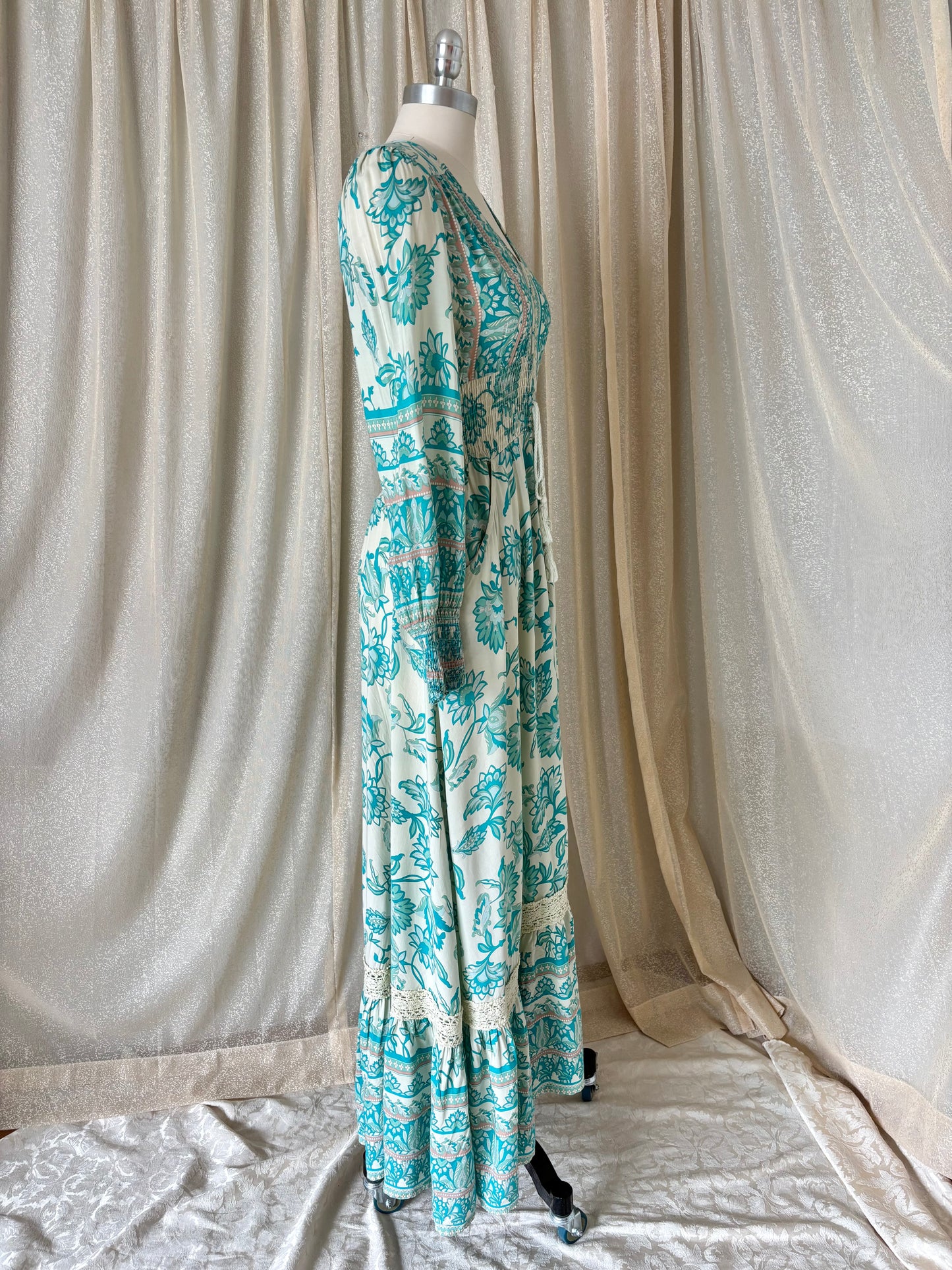 Jaase Sabrina teal boho maxi dress