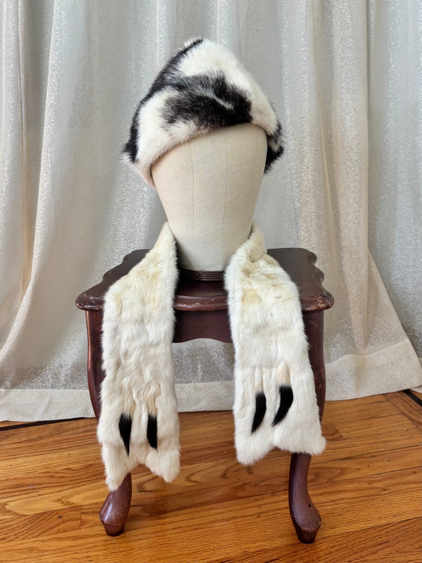 Vintage black cross mink hat