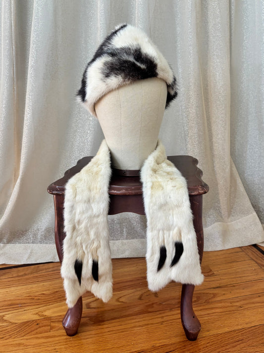 Vintage black cross mink hat