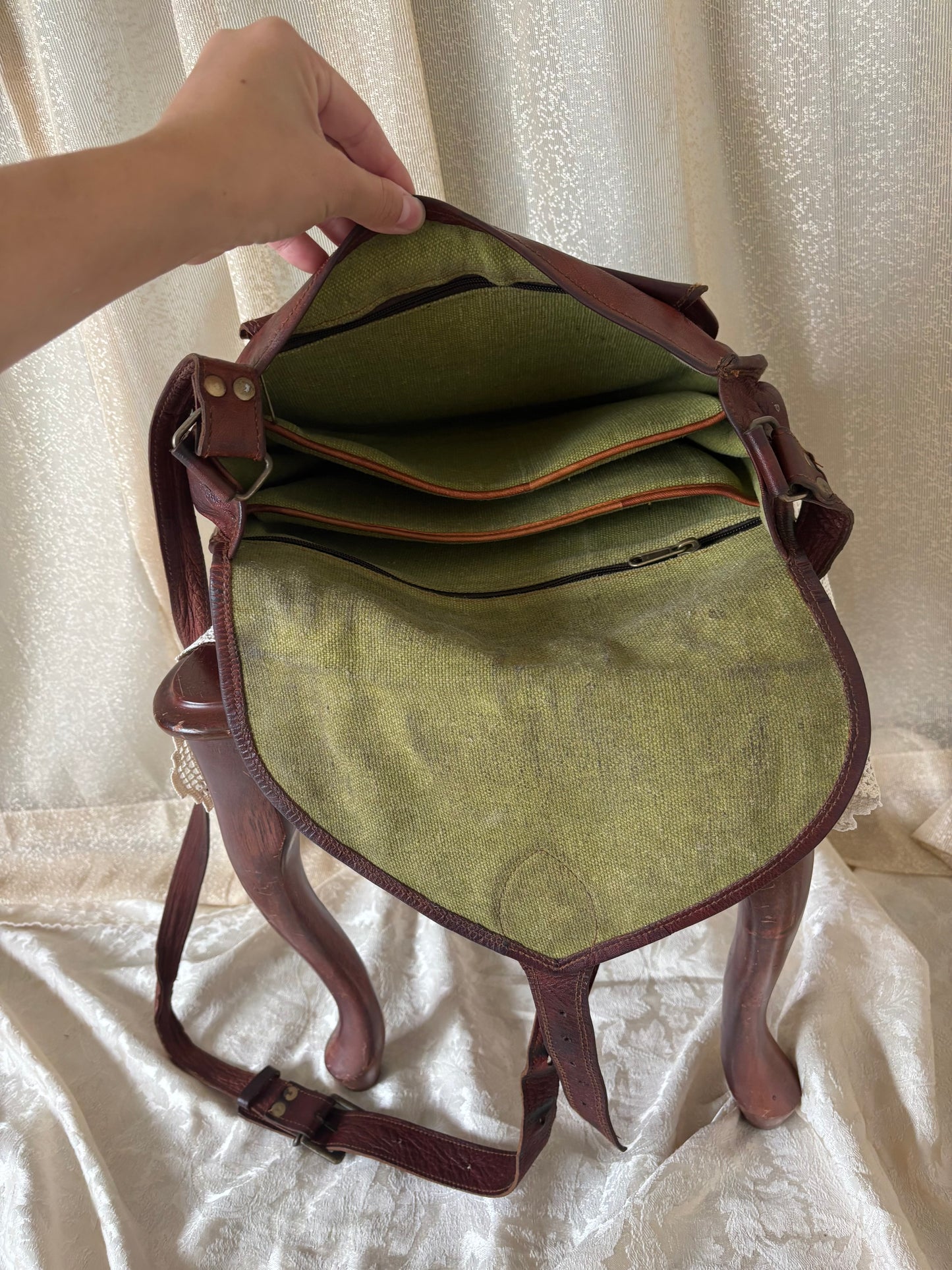 90s leather messenger crossbody with CASA pin