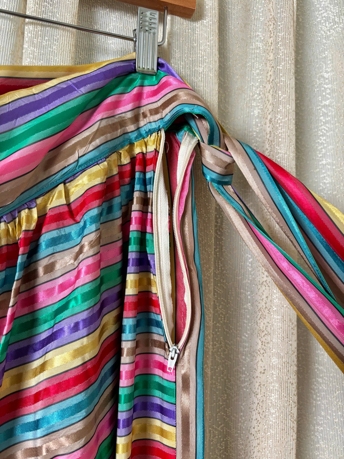 60s Joseph Magnin rainbow ribbon maxi skirt
