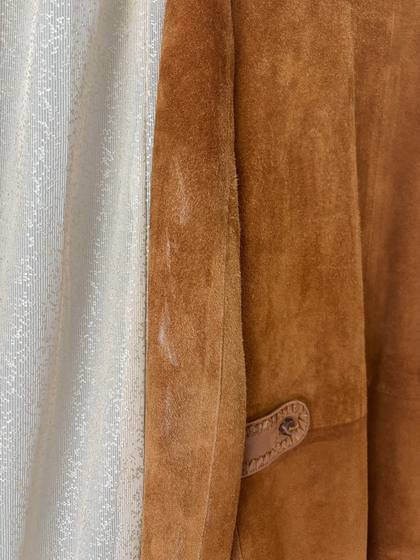 Rare Alan Michael tooled leather whipstitch suede jacket