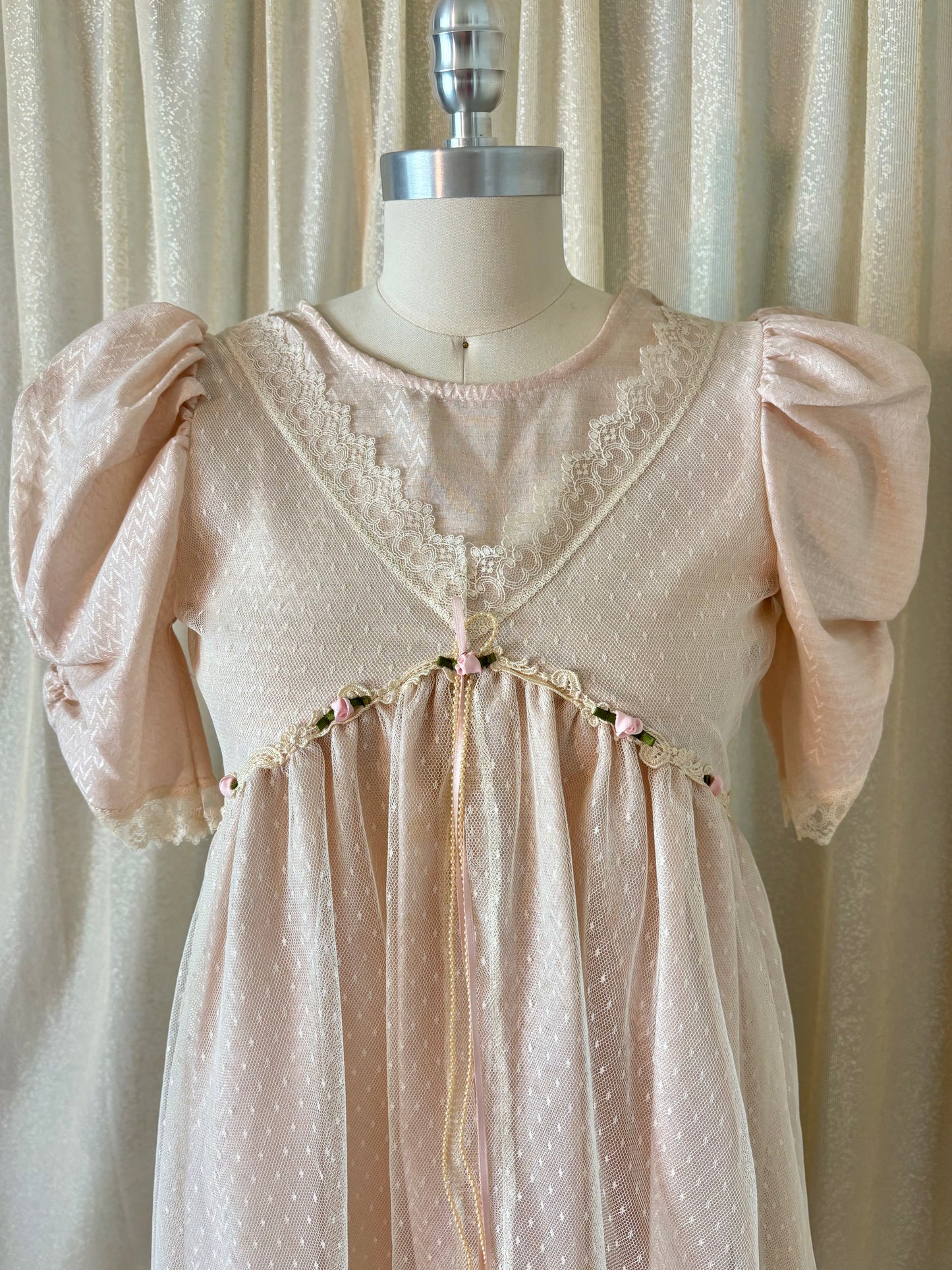 80s pale pink babydoll dress