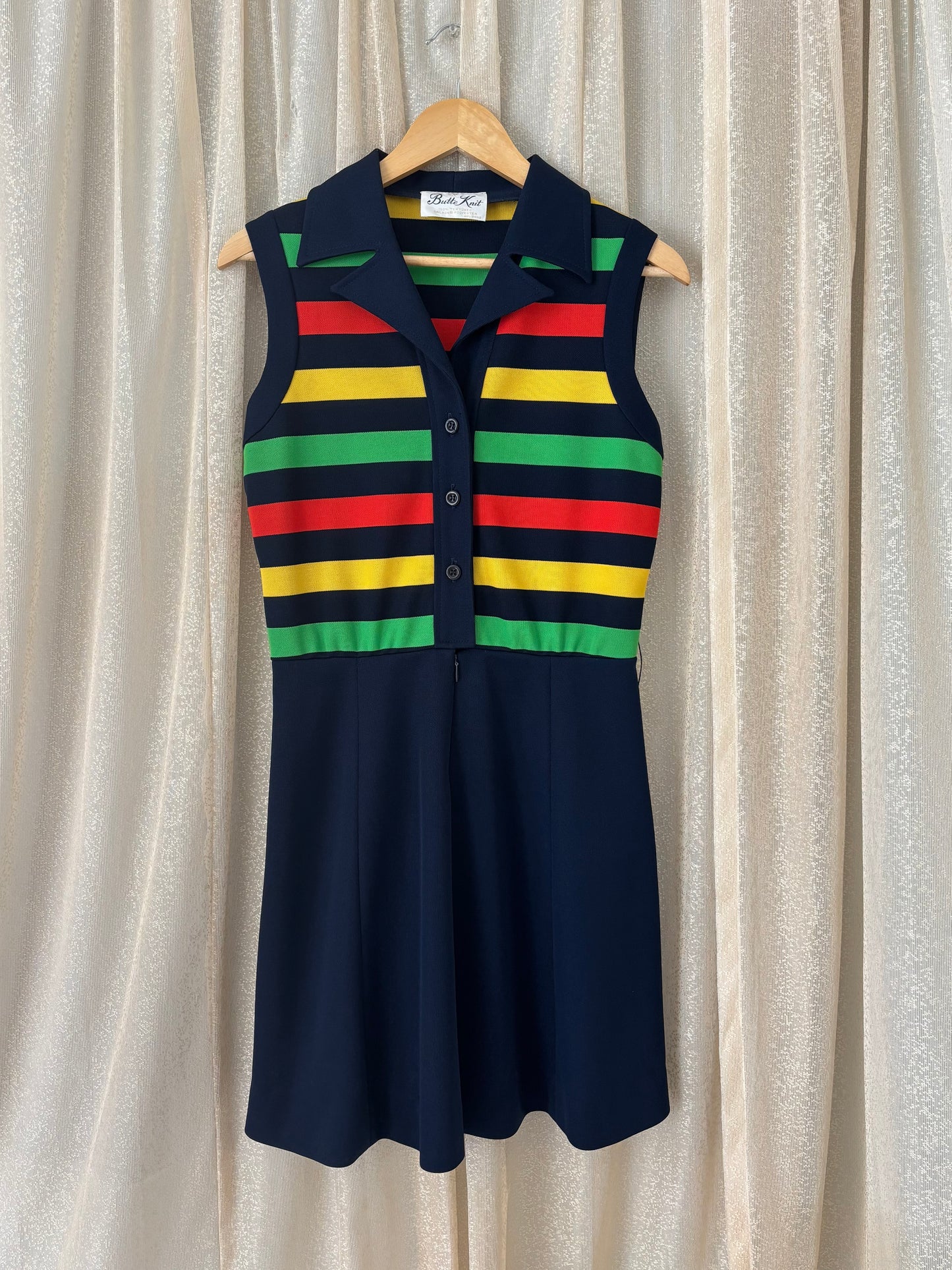 60s/70s Butte Knit striped fit and flare mod mini dress