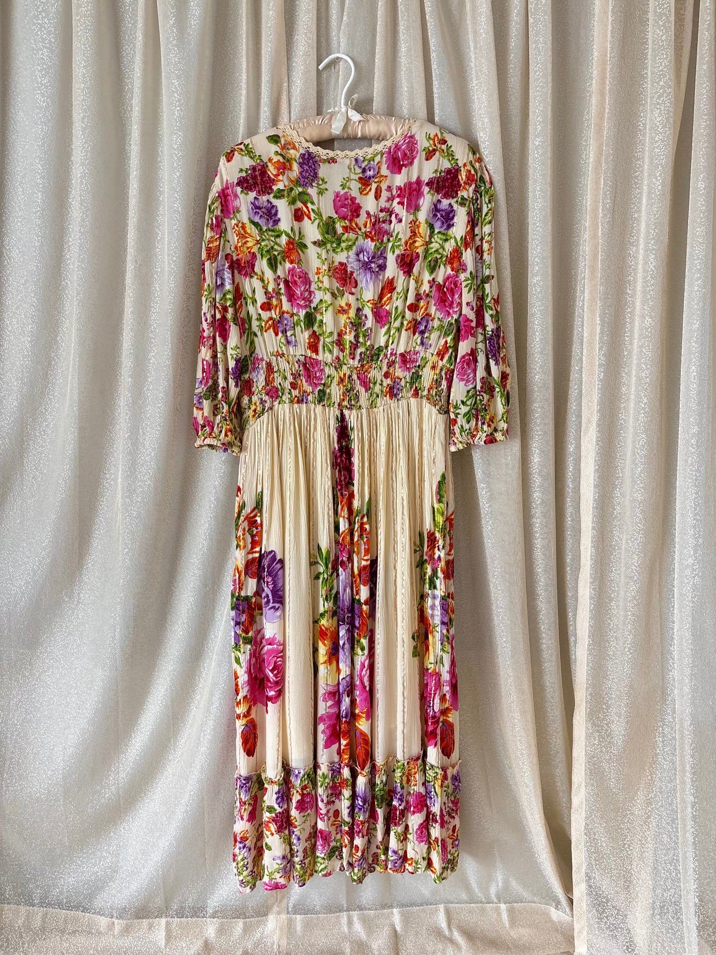 Floral viscose gauze boho maxi dress