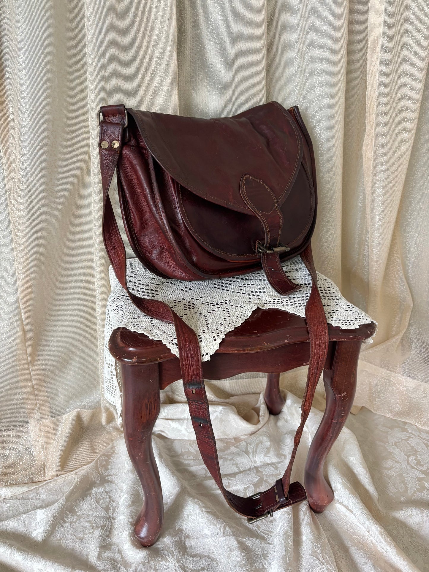 90s leather messenger crossbody with CASA pin