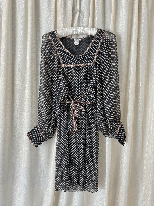 Sheer silk polka dot dress