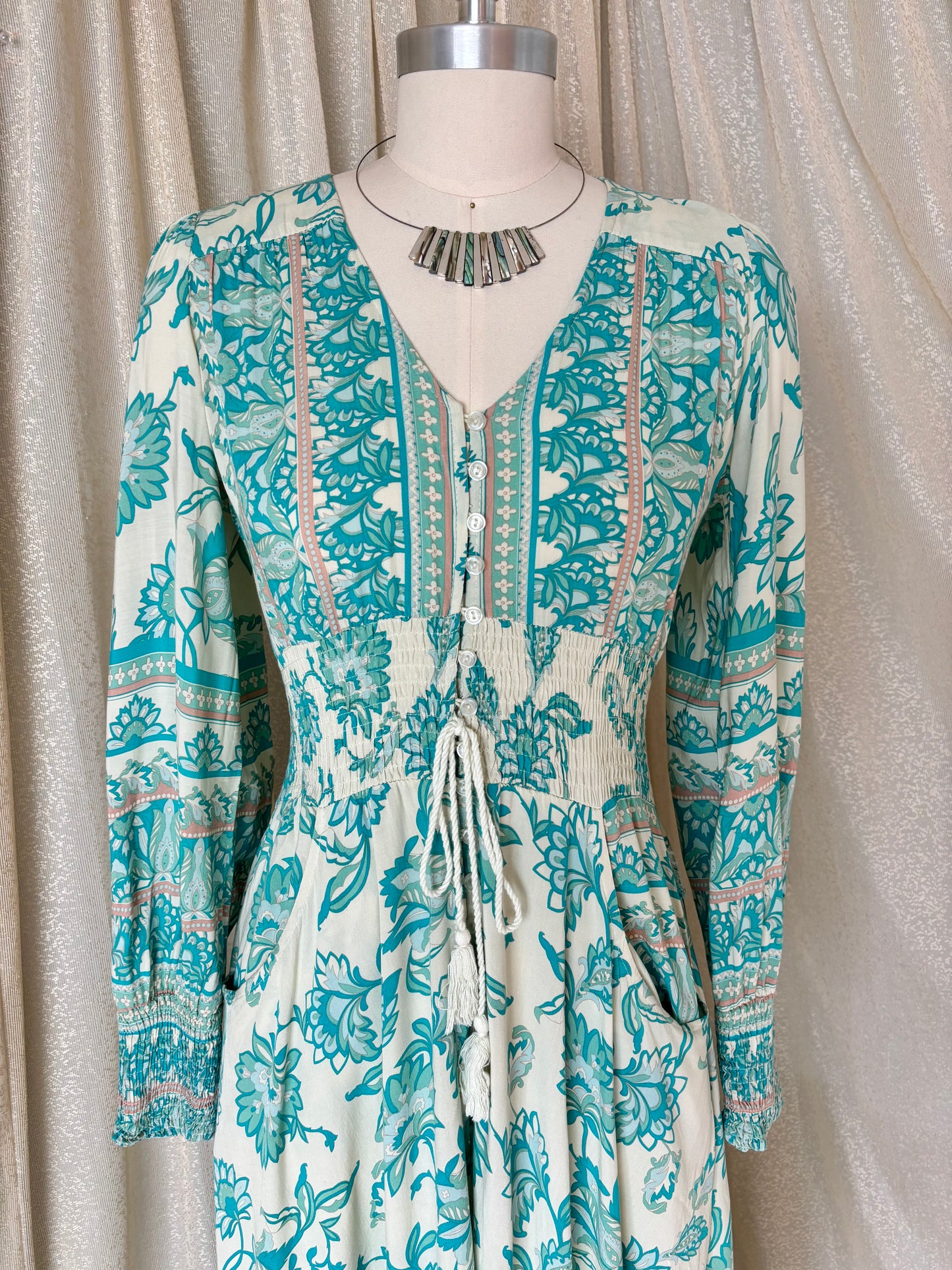 Jaase Sabrina teal boho maxi dress