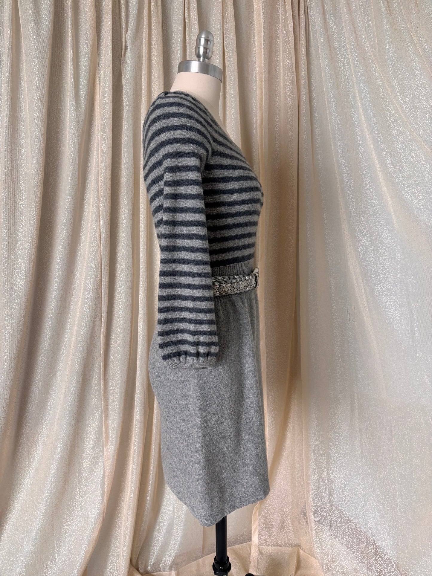 Grey striped wool and cashmere mini dress