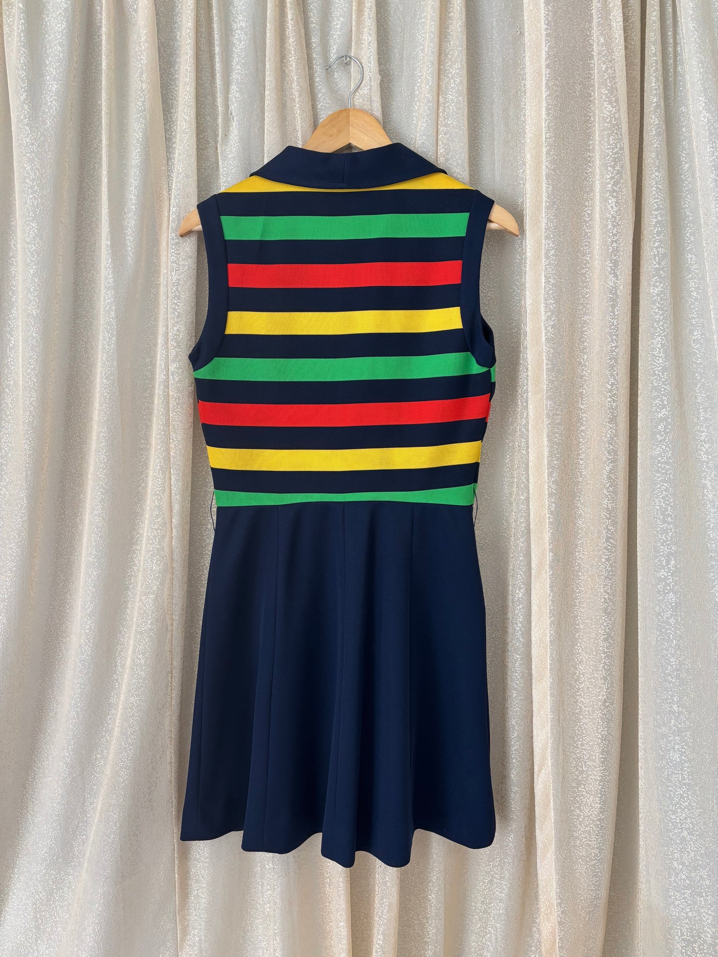 60s/70s Butte Knit striped fit and flare mod mini dress
