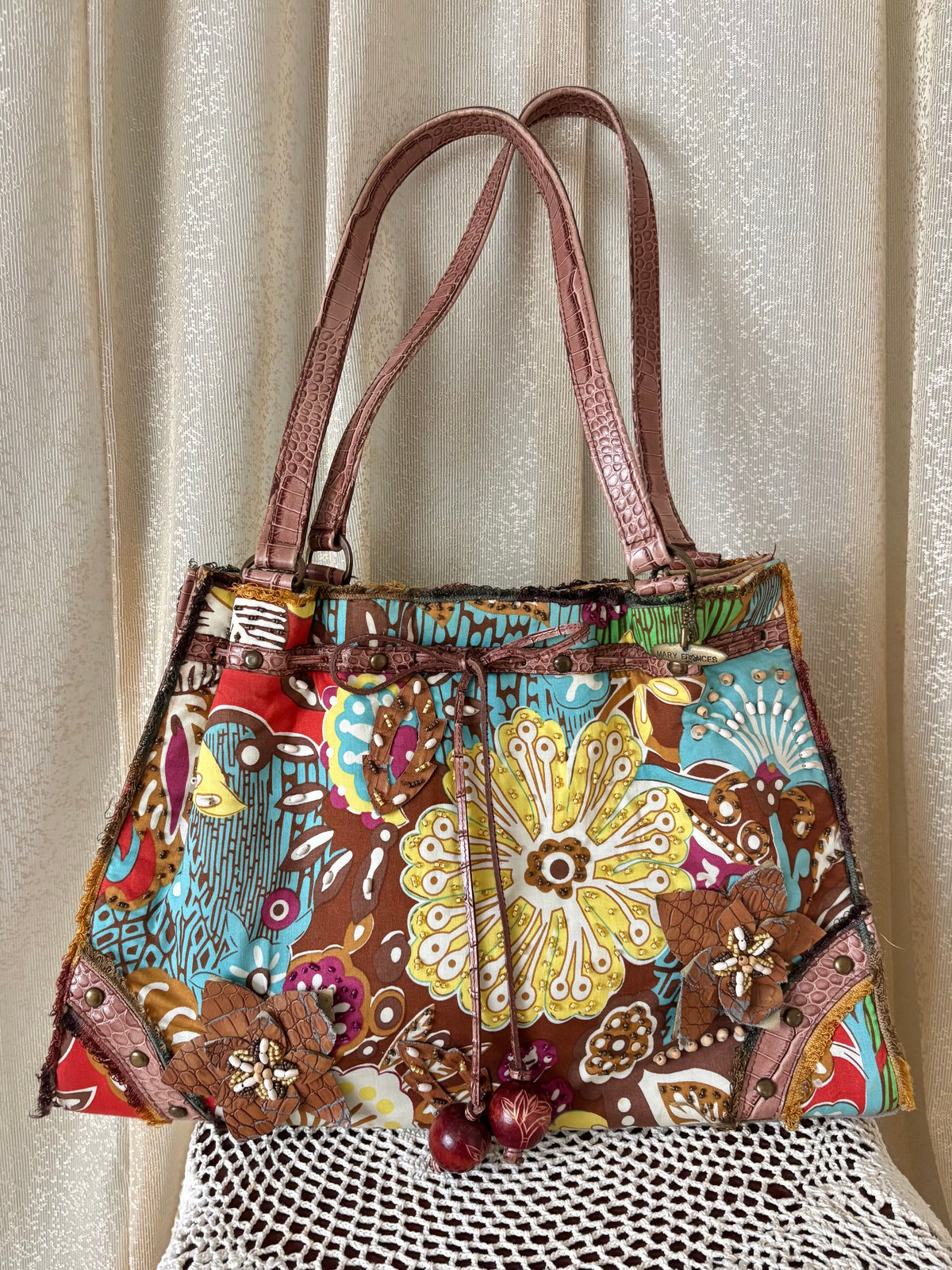 Vintage Mary Frances boho beaded shoulder bag