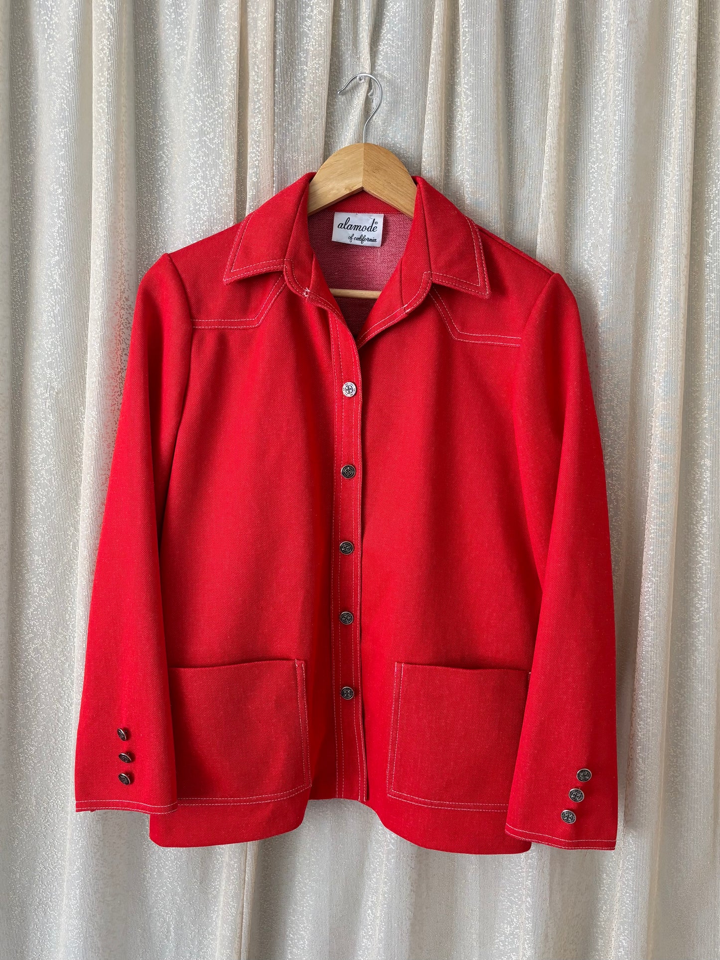 70s red button down