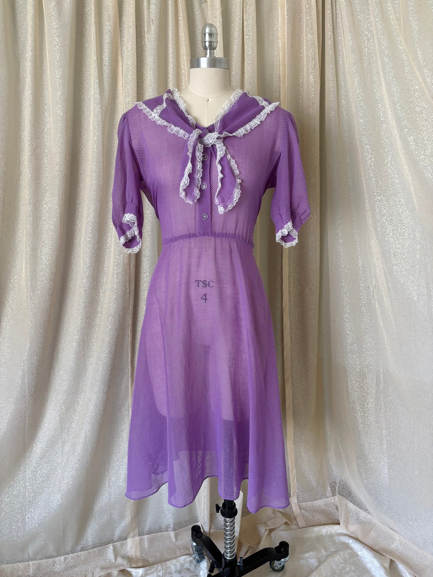 80s You Babes II purple polka dot prairie dress